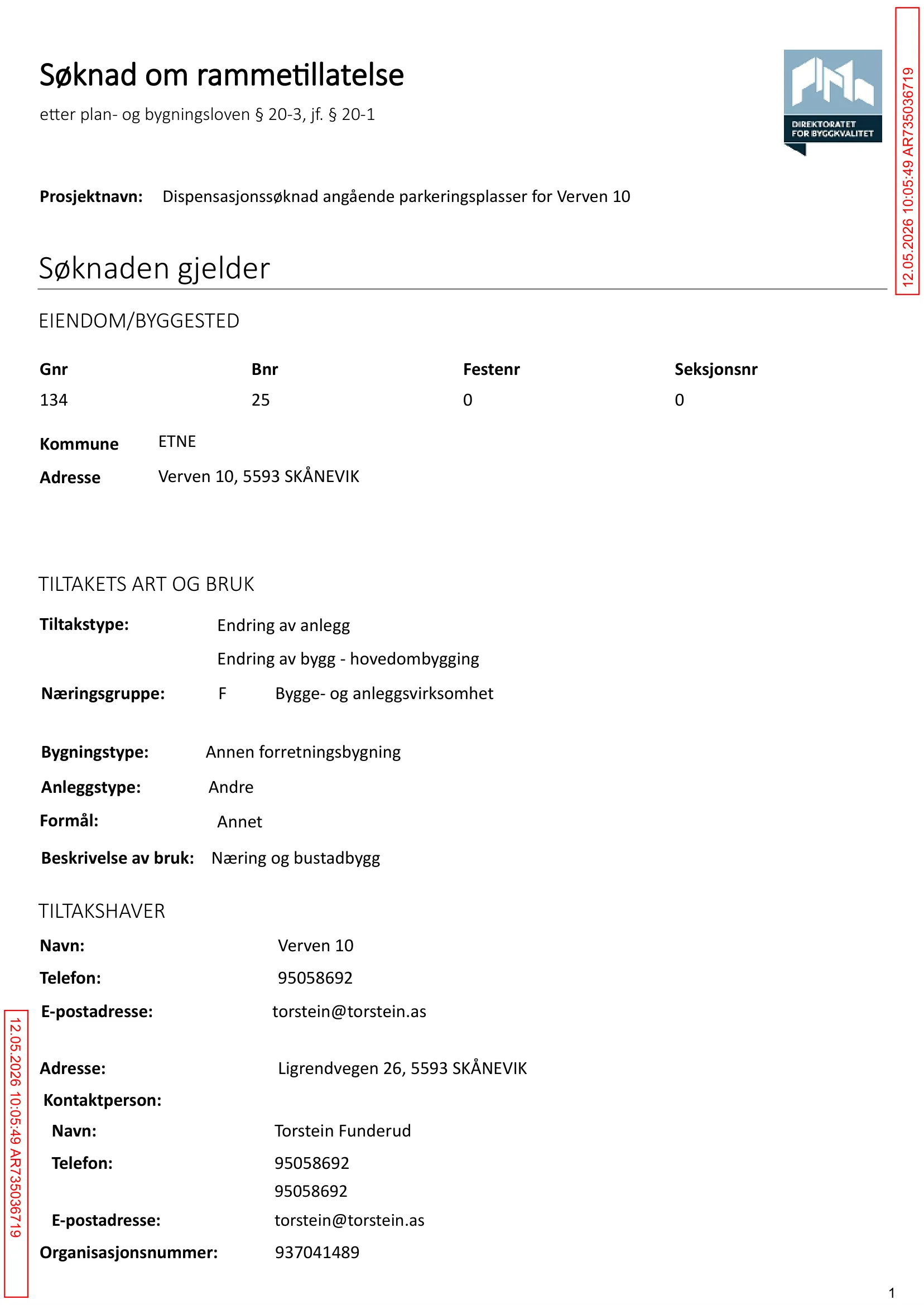 Søknad om rammetillatelse