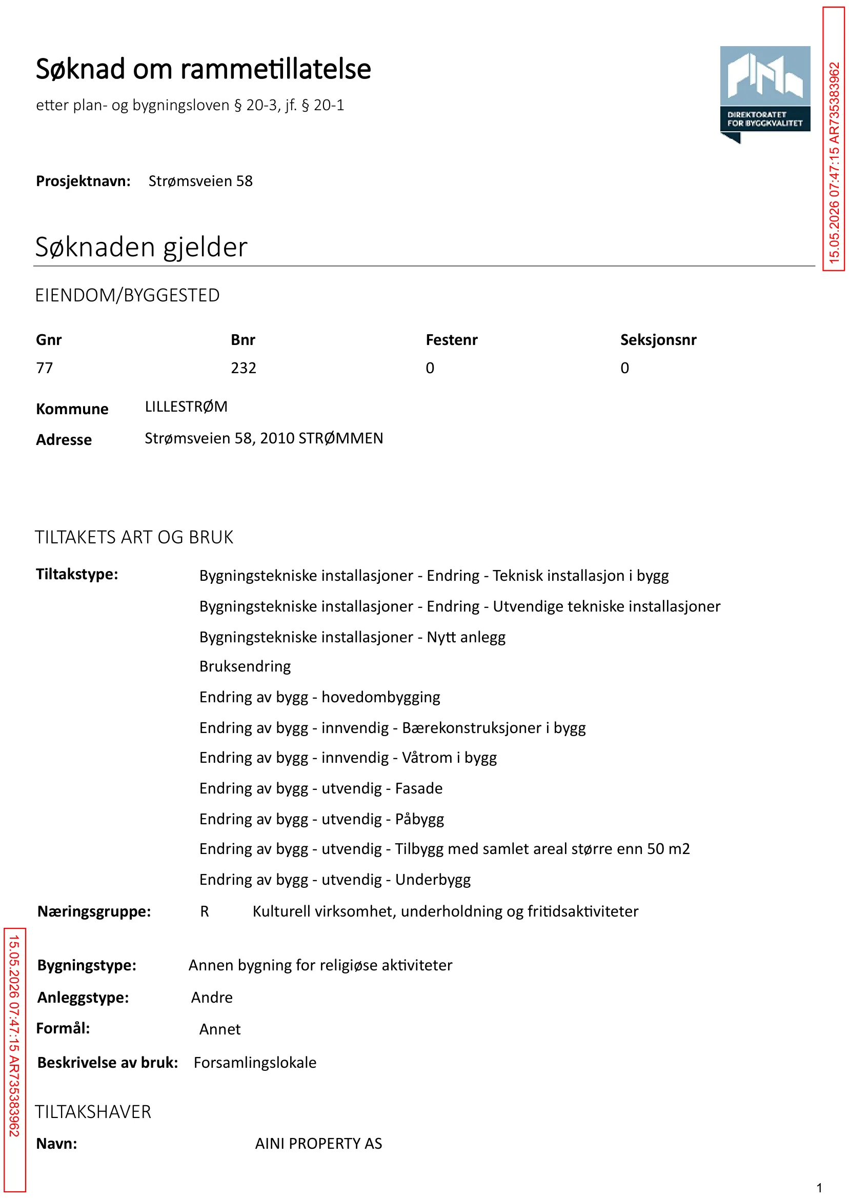 Søknad om rammetillatelse