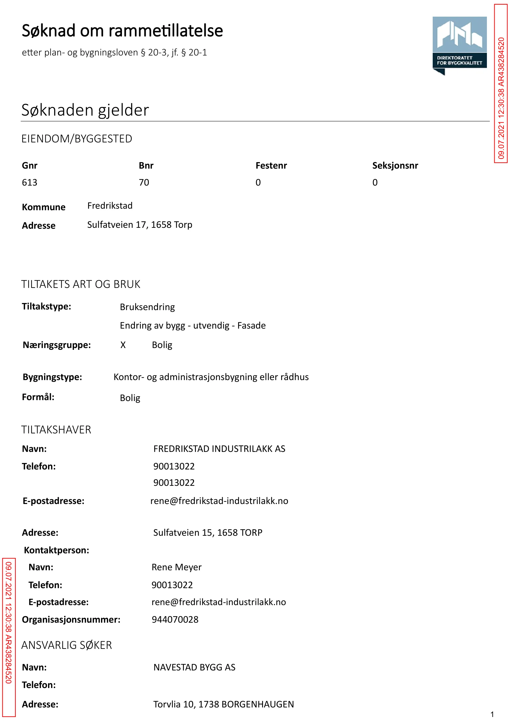 Søknad om rammetillatelse