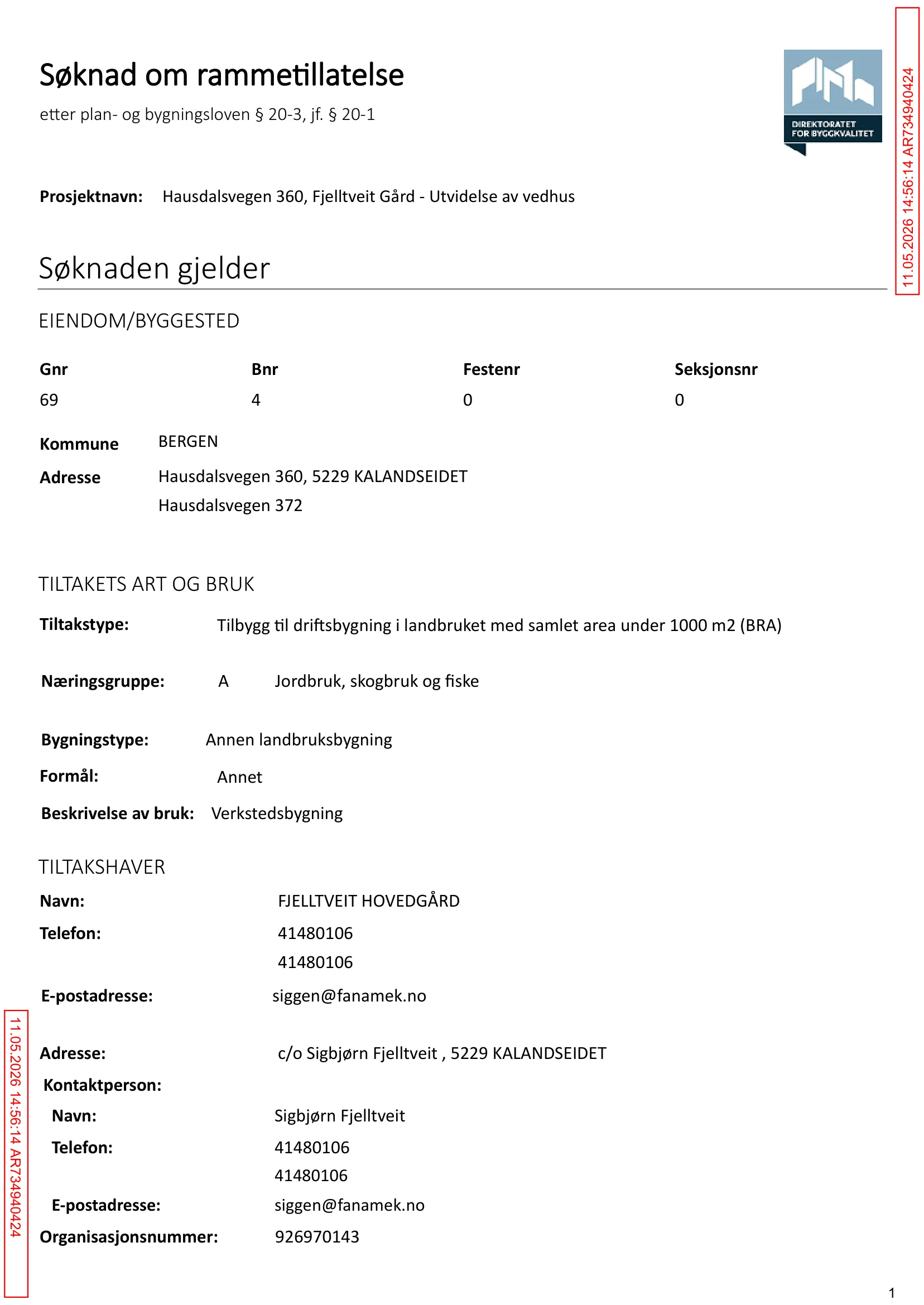 Søknad om rammetillatelse