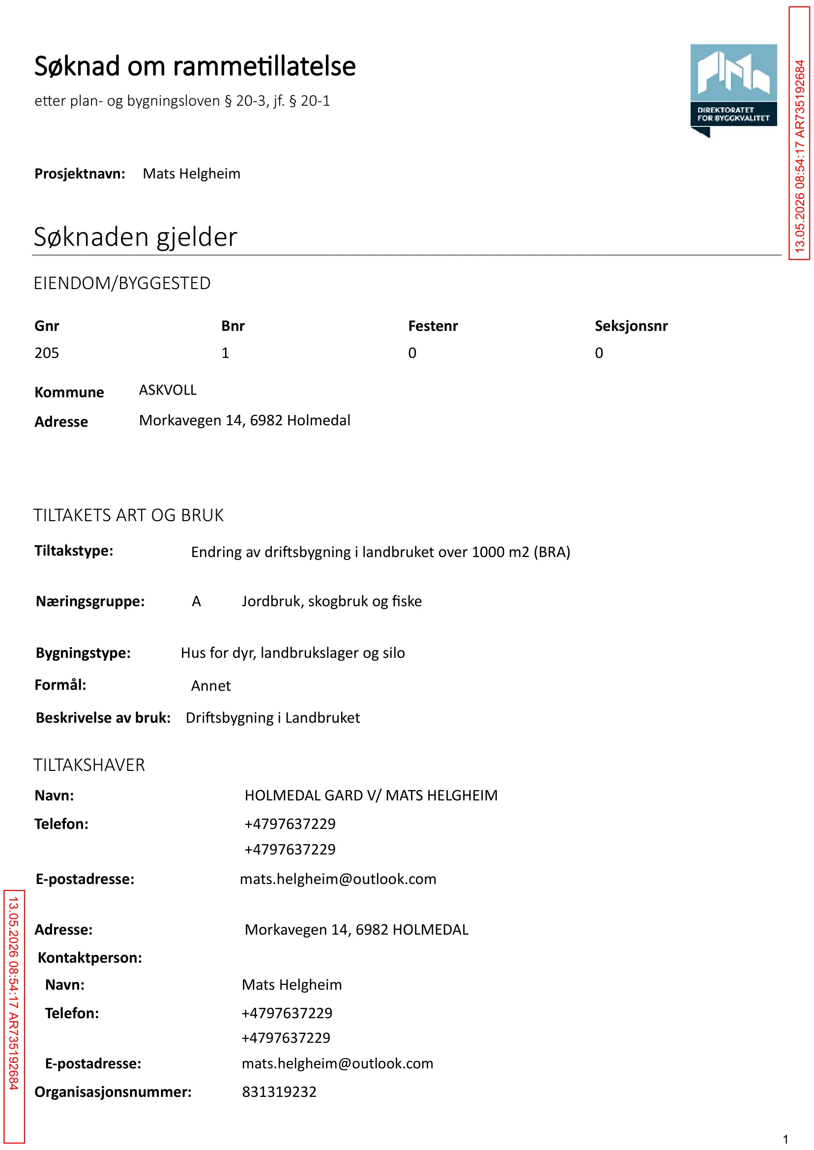 Søknad om rammetillatelse