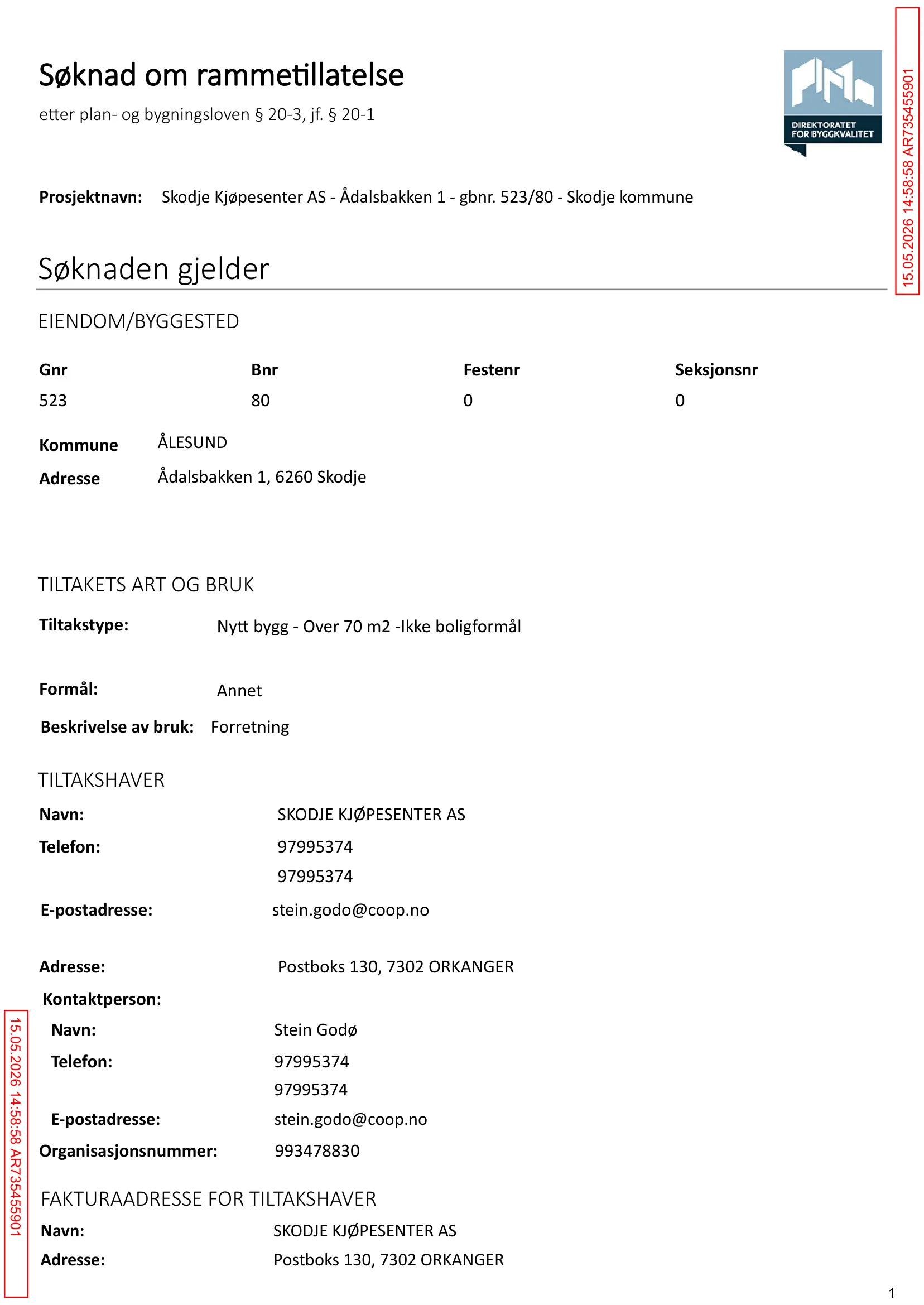 Søknad om rammetillatelse