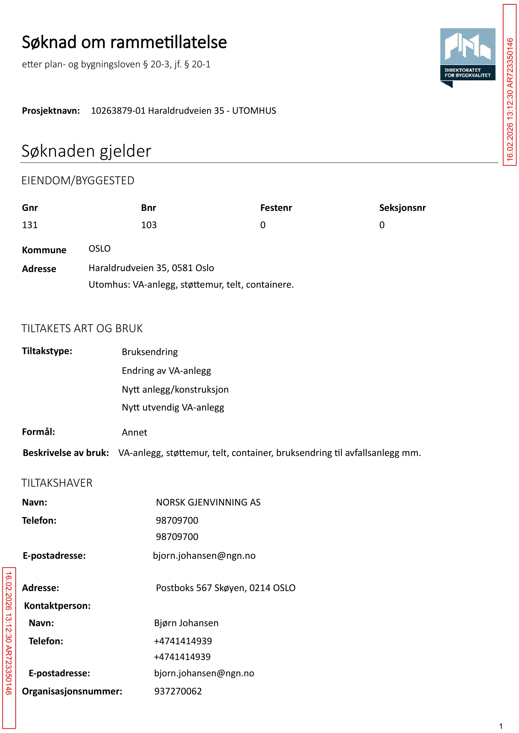 Søknad om rammetillatelse