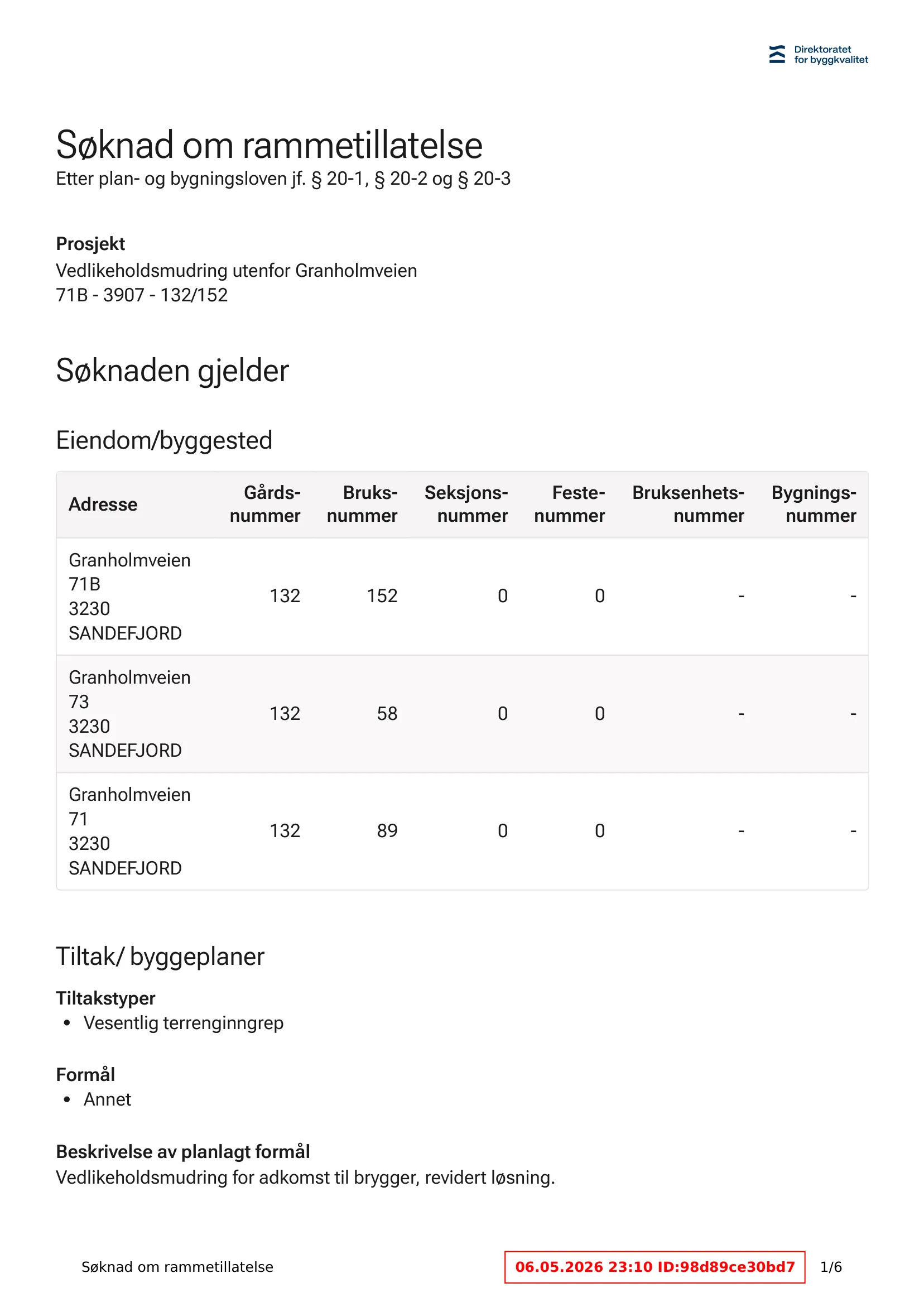 Søknad om rammetillatelse