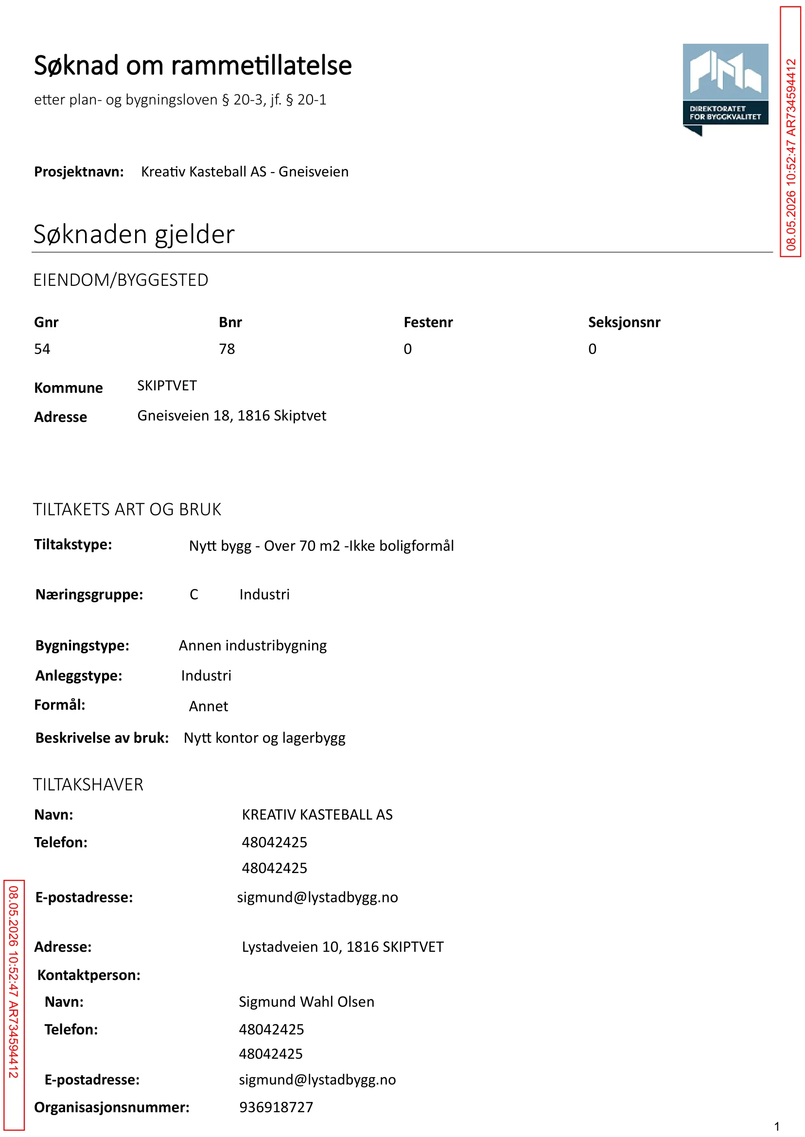 Søknad om rammetillatelse