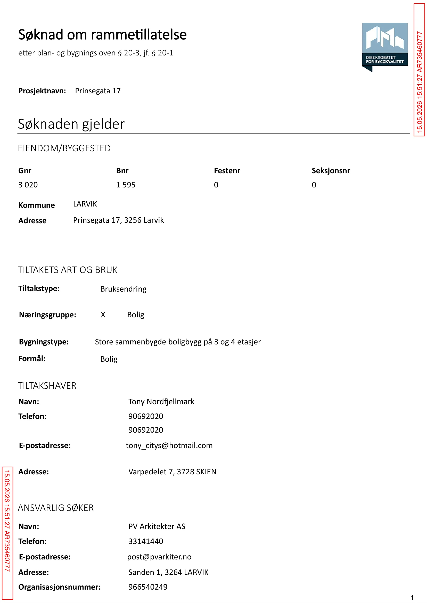 Søknad om rammetillatelse