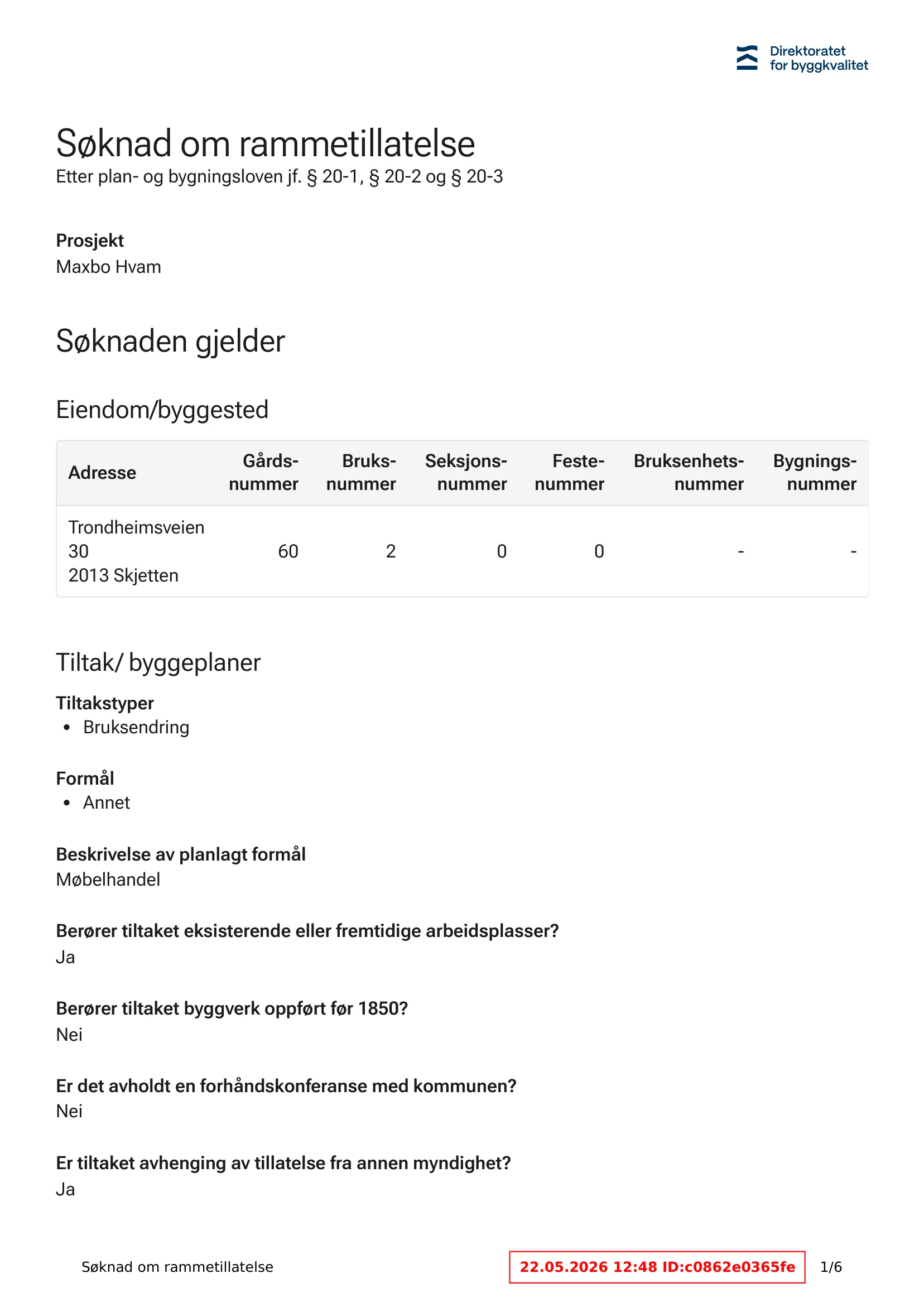 Søknad om rammetillatelse