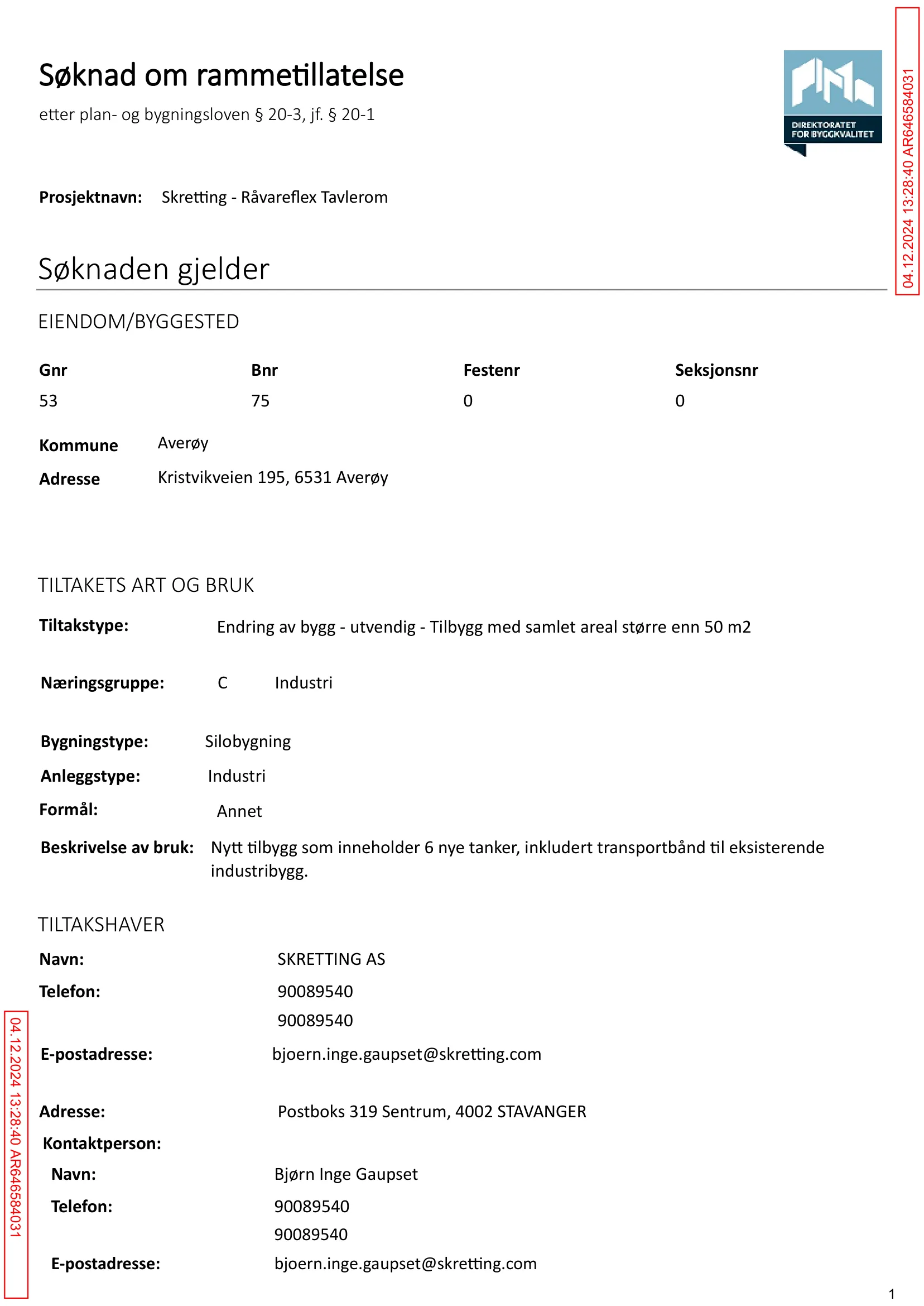 Søknad om rammetillatelse