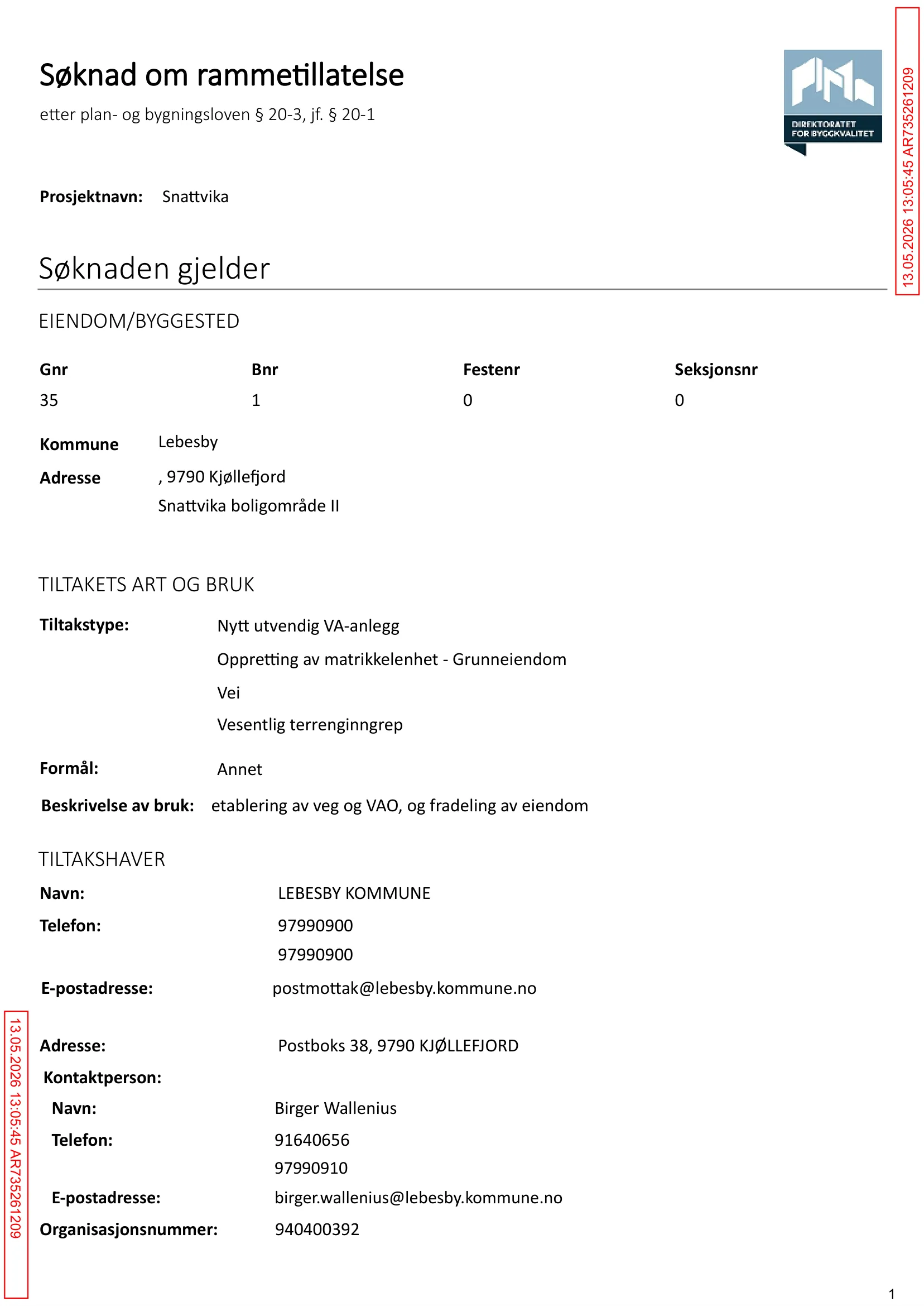 Søknad om rammetillatelse