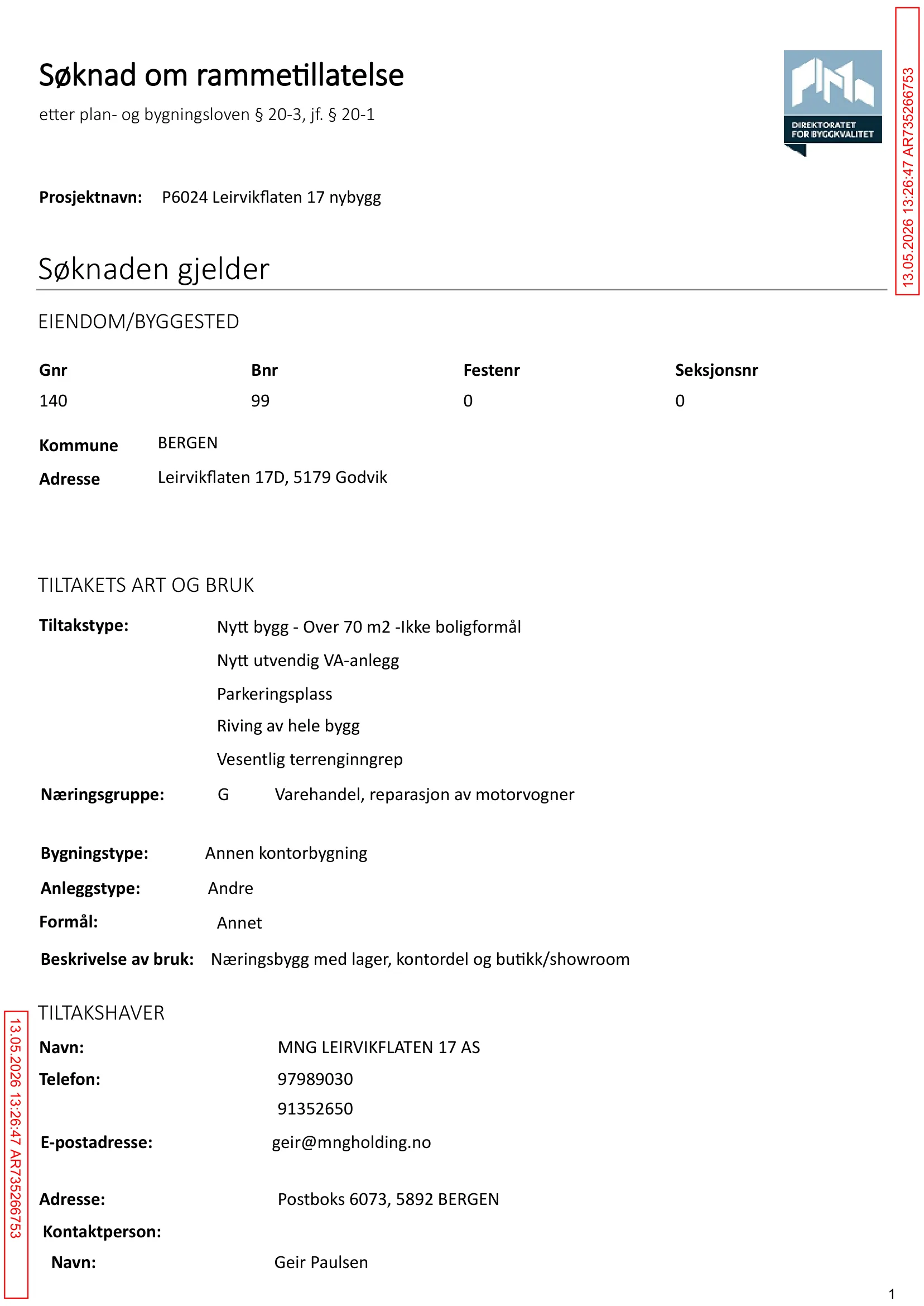 Søknad om rammetillatelse