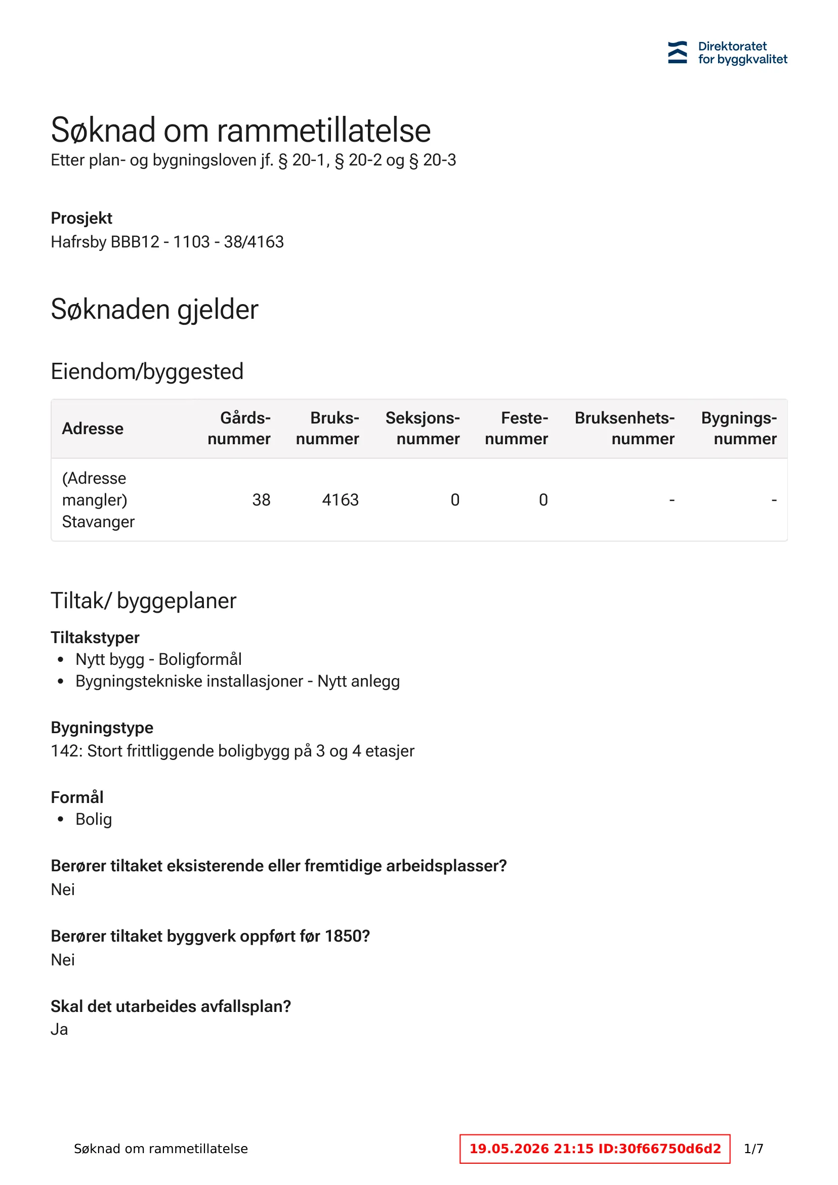 Søknad om rammetillatelse