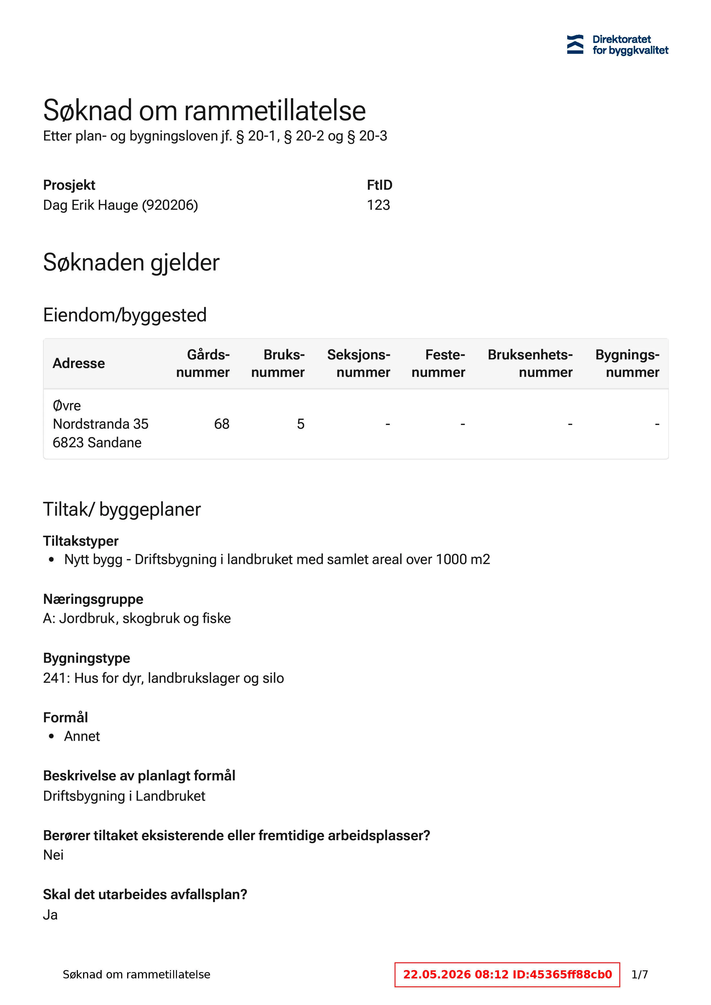 Søknad om rammetillatelse