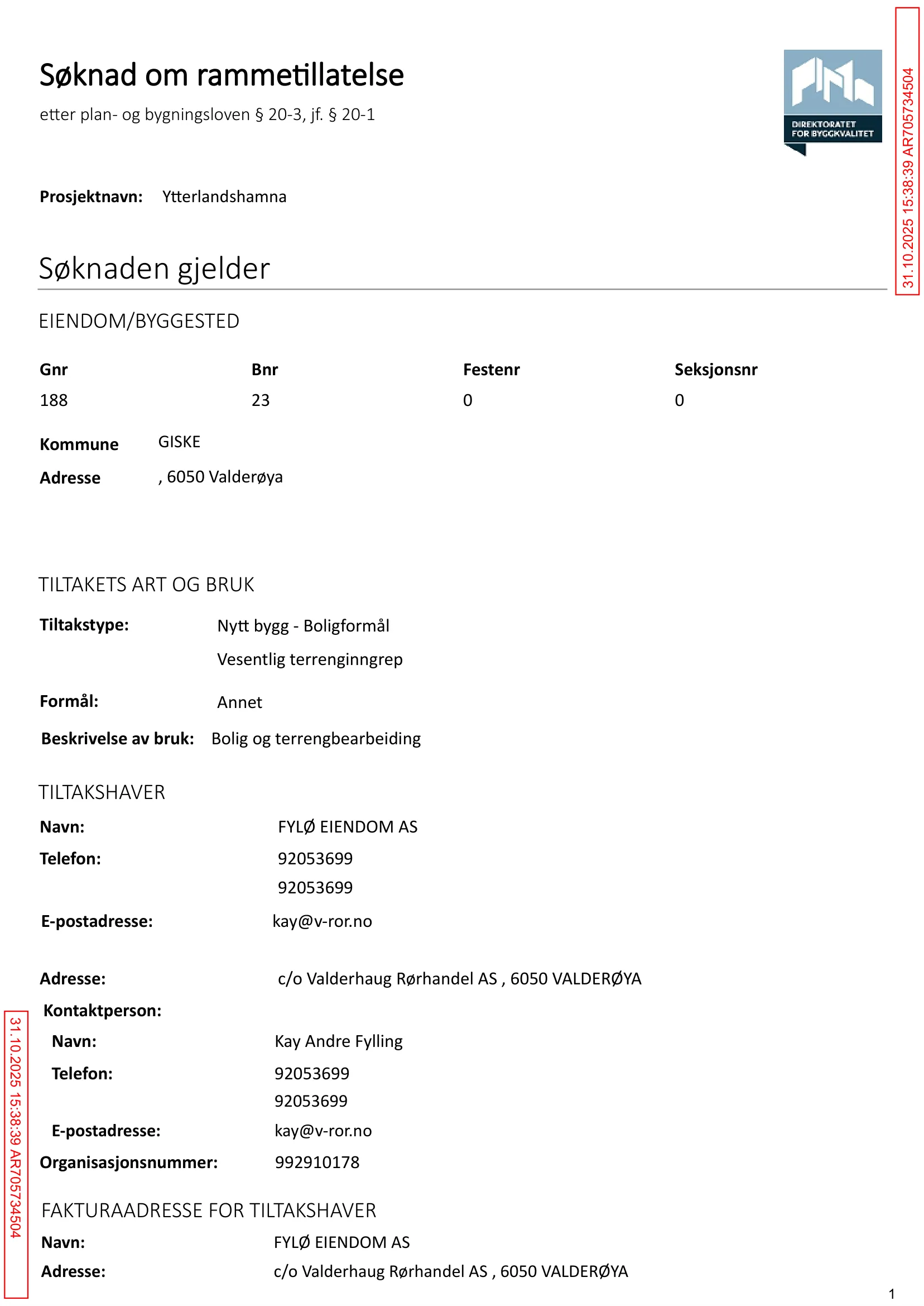 Søknad om rammetillatelse