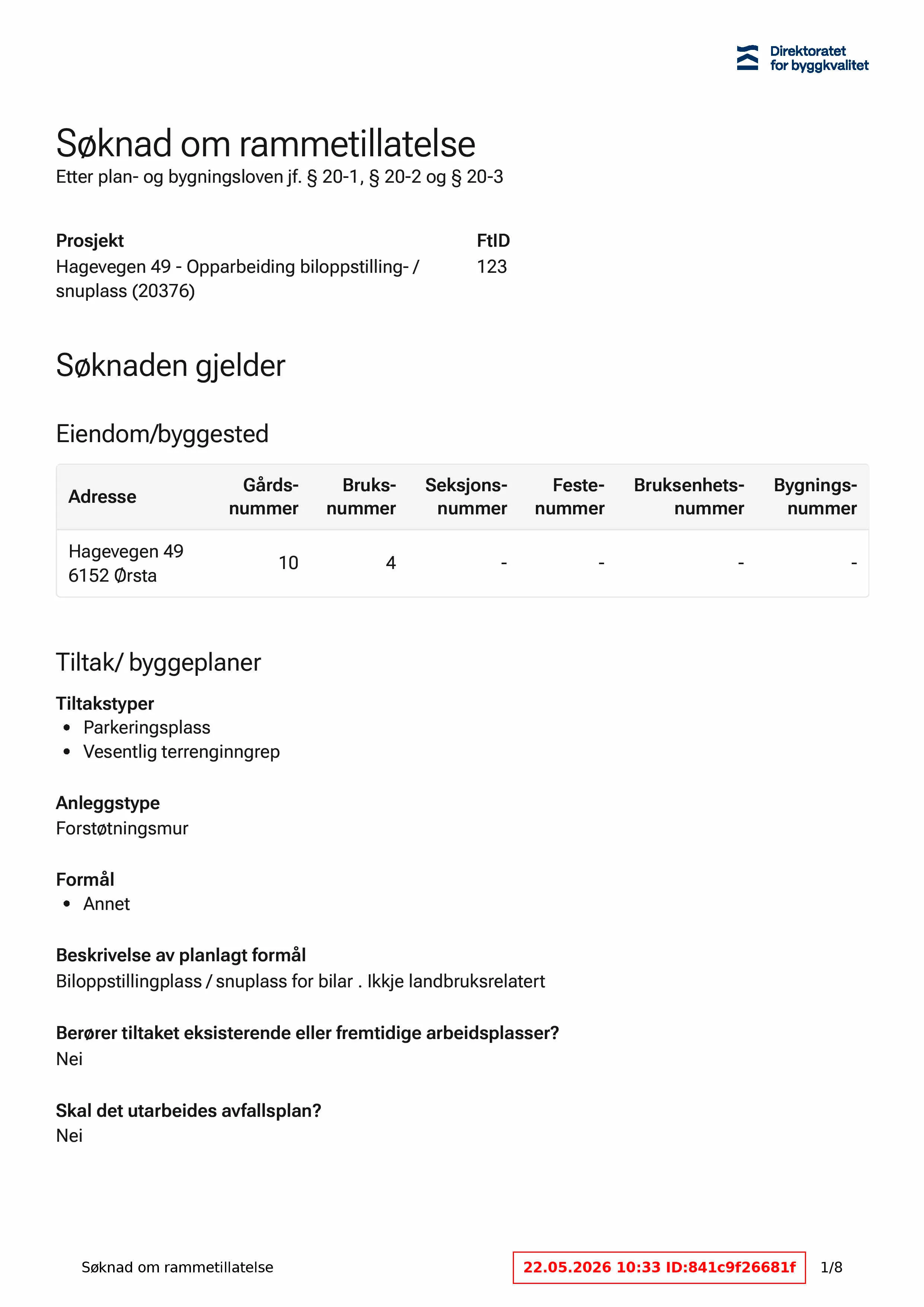 Søknad om rammetillatelse