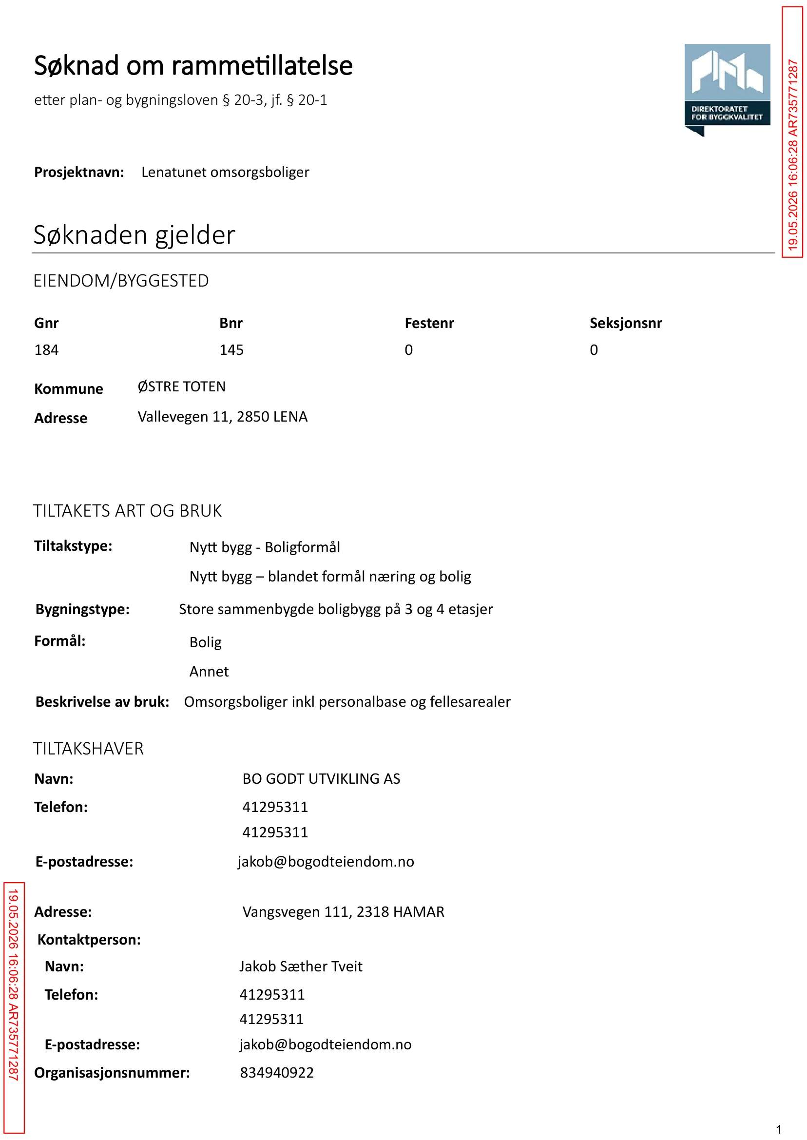 Søknad om rammetillatelse