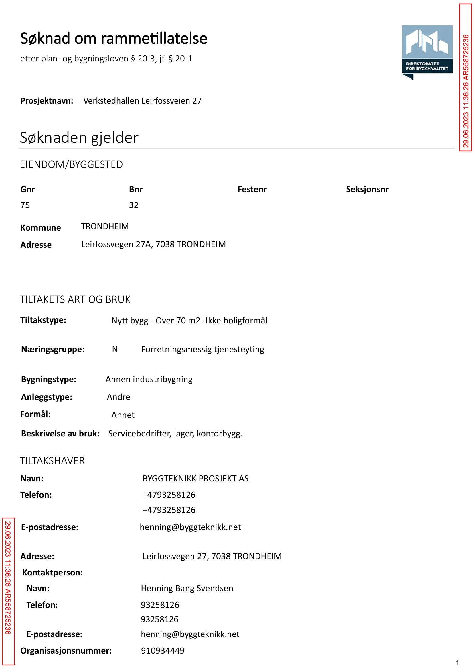 Søknad om rammetillatelse