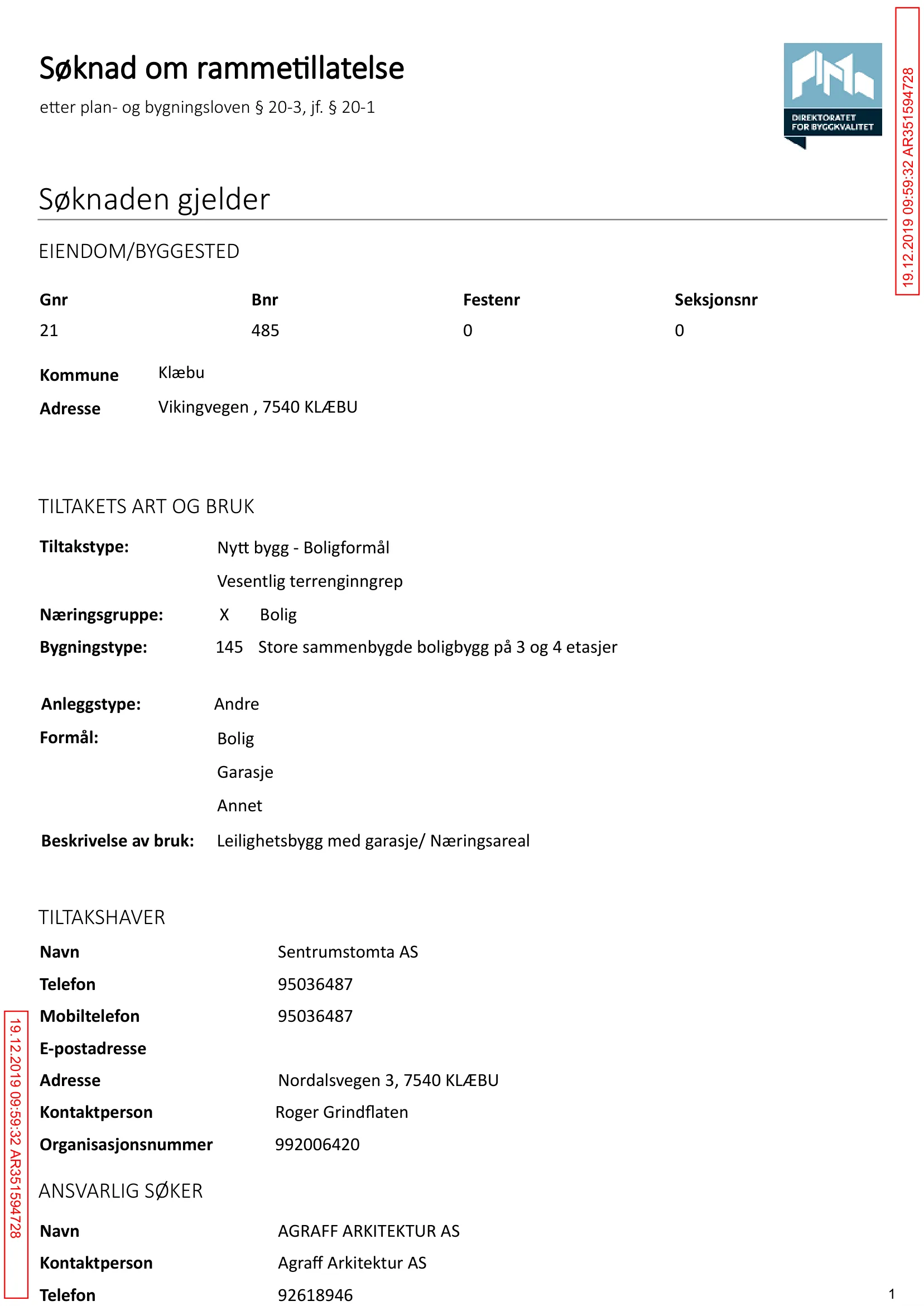 Søknad om rammetillatelse