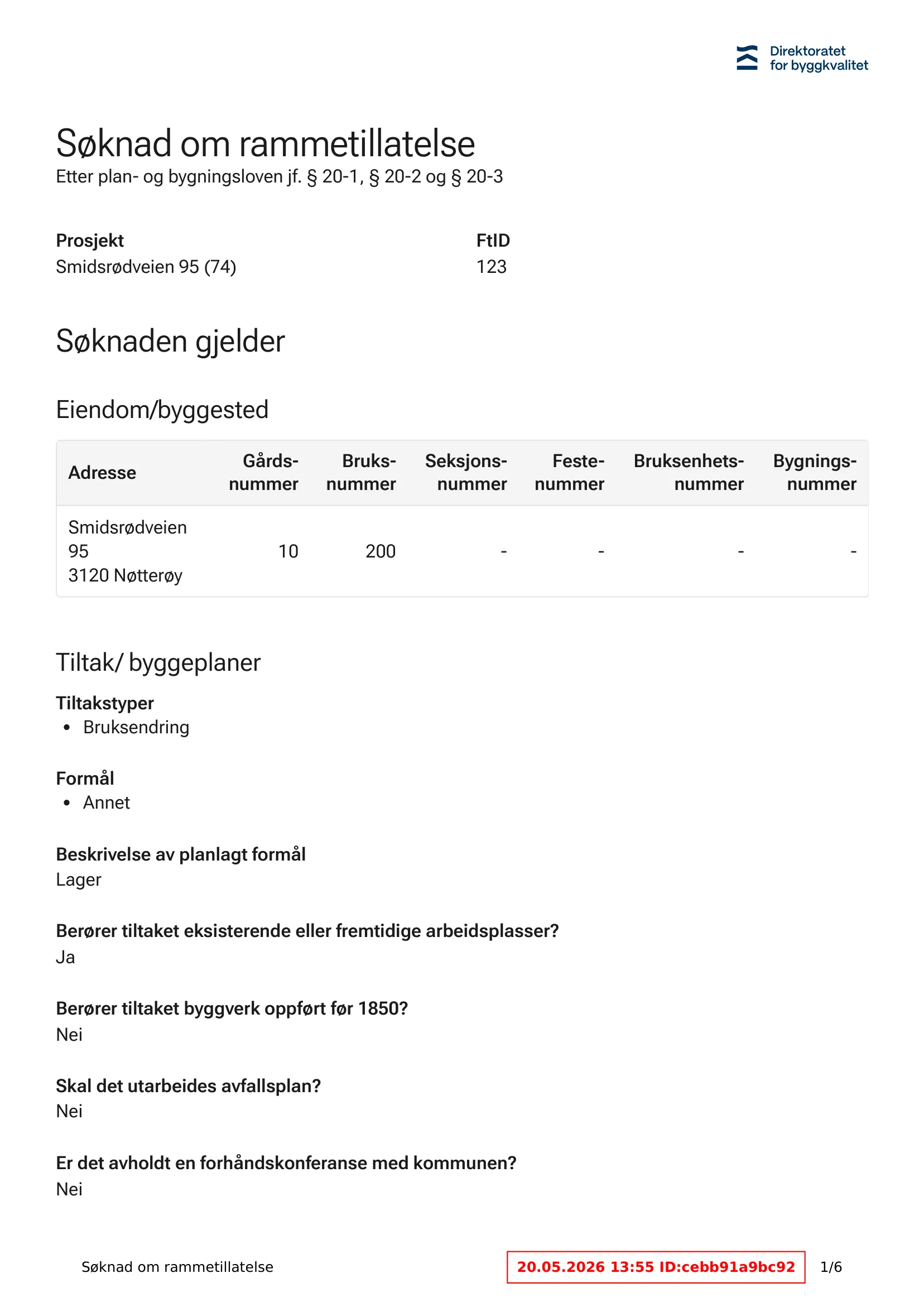 Søknad om rammetillatelse