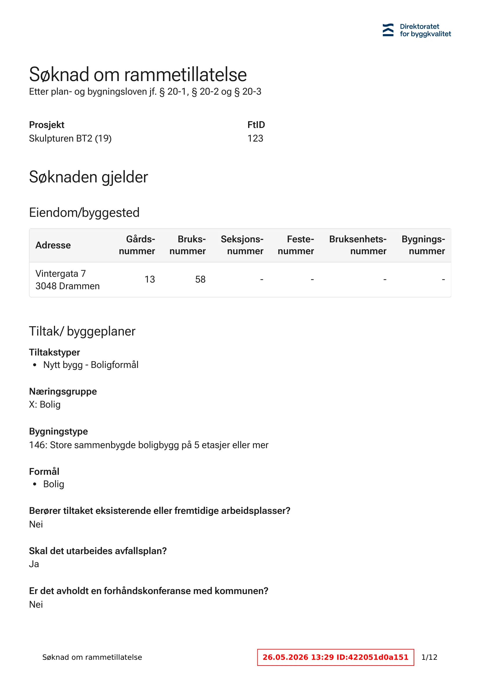 Søknad om rammetillatelse