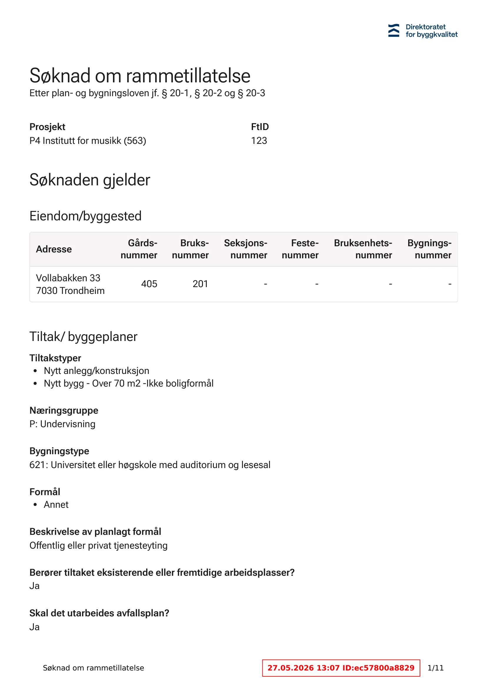 Søknad om rammetillatelse