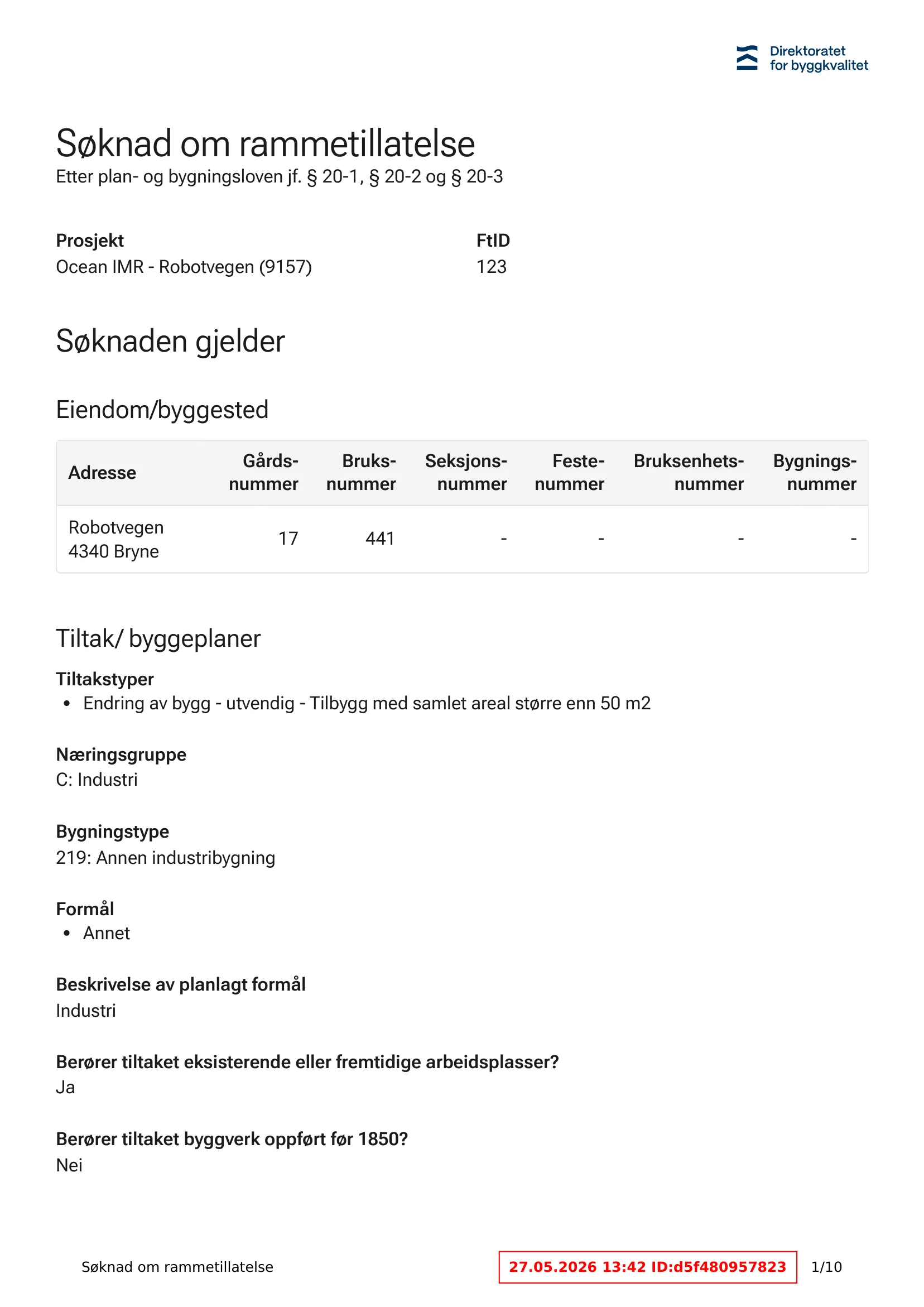 Søknad om rammetillatelse