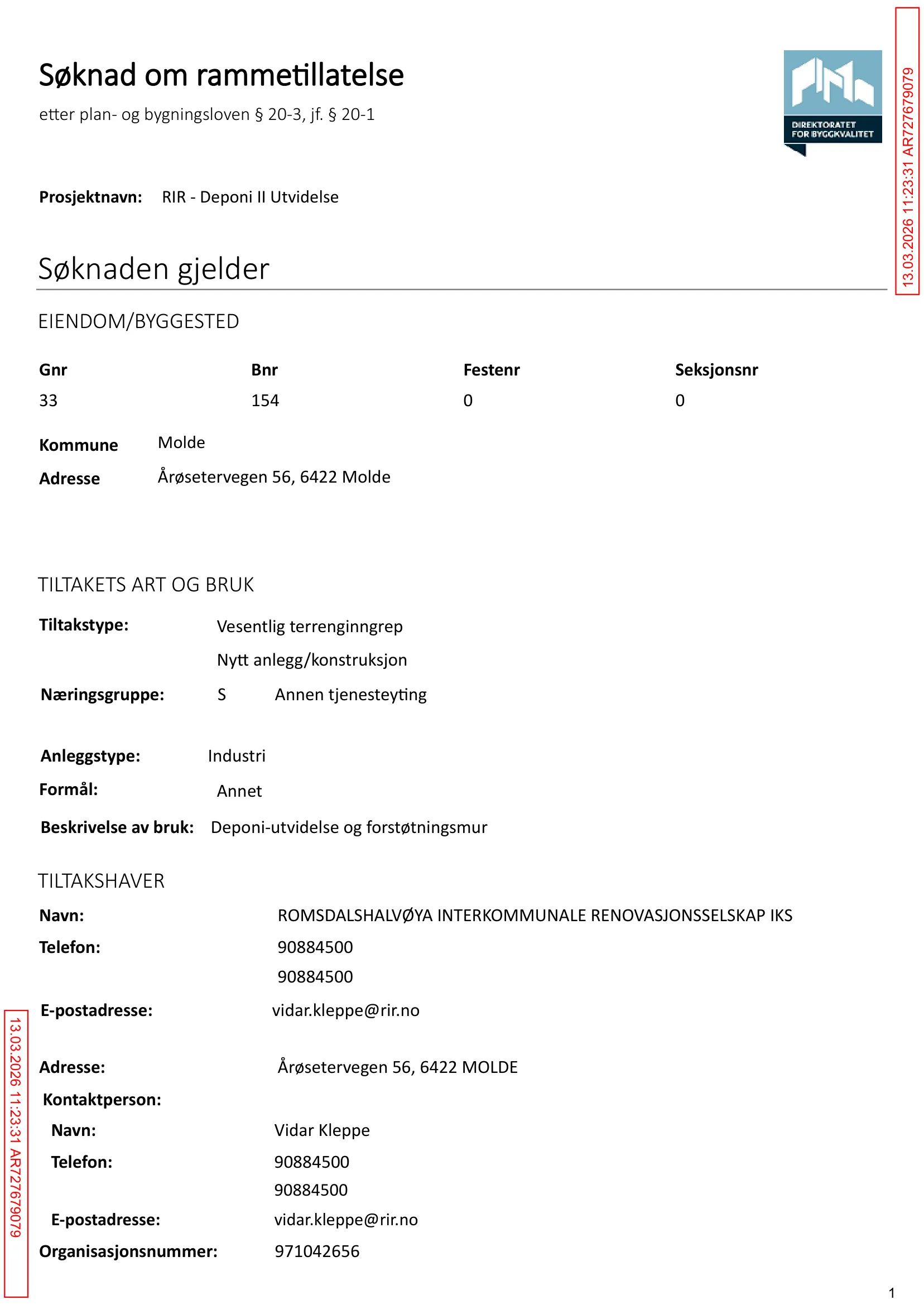 Søknad om rammetillatelse