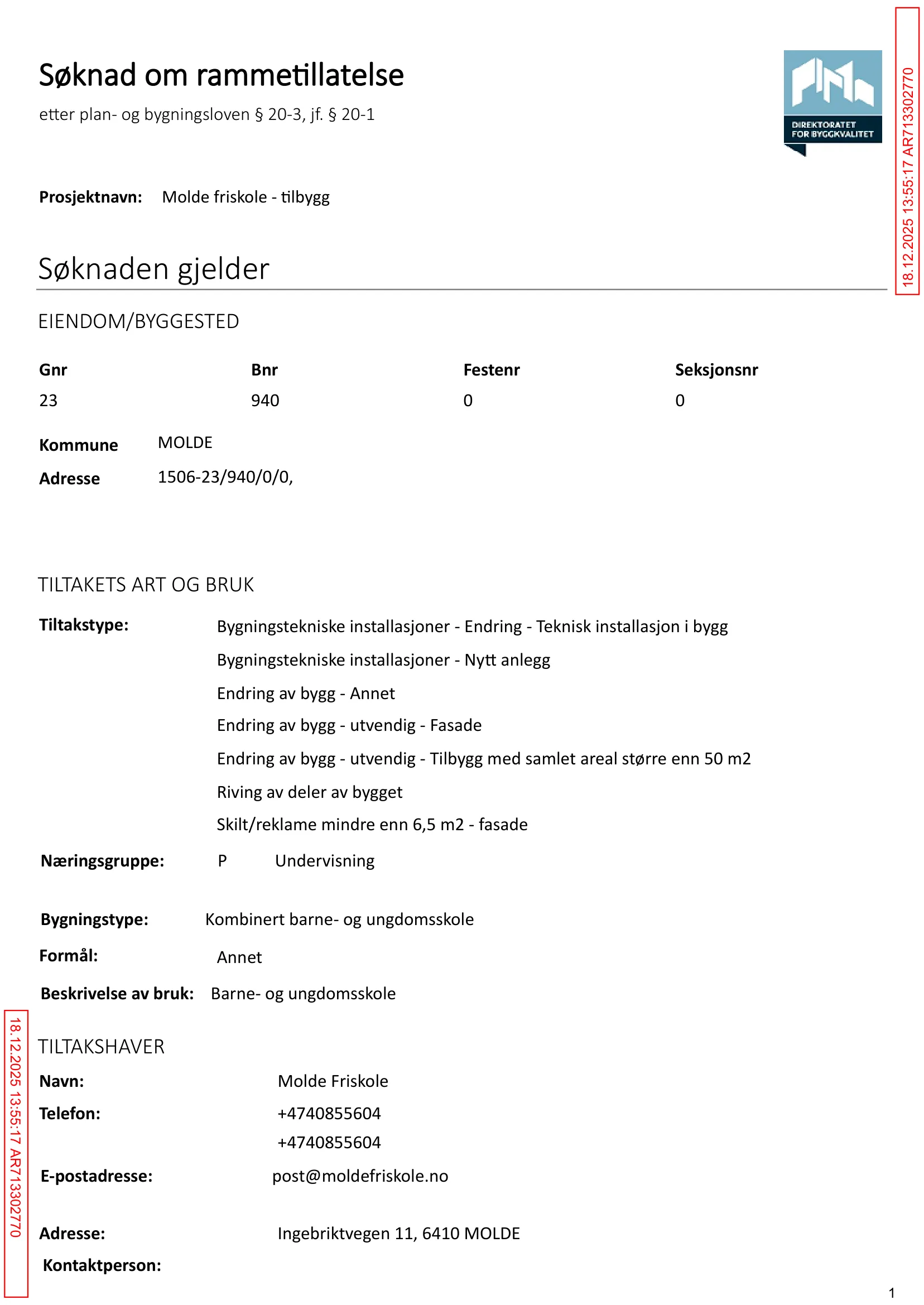 Søknad om rammetillatelse