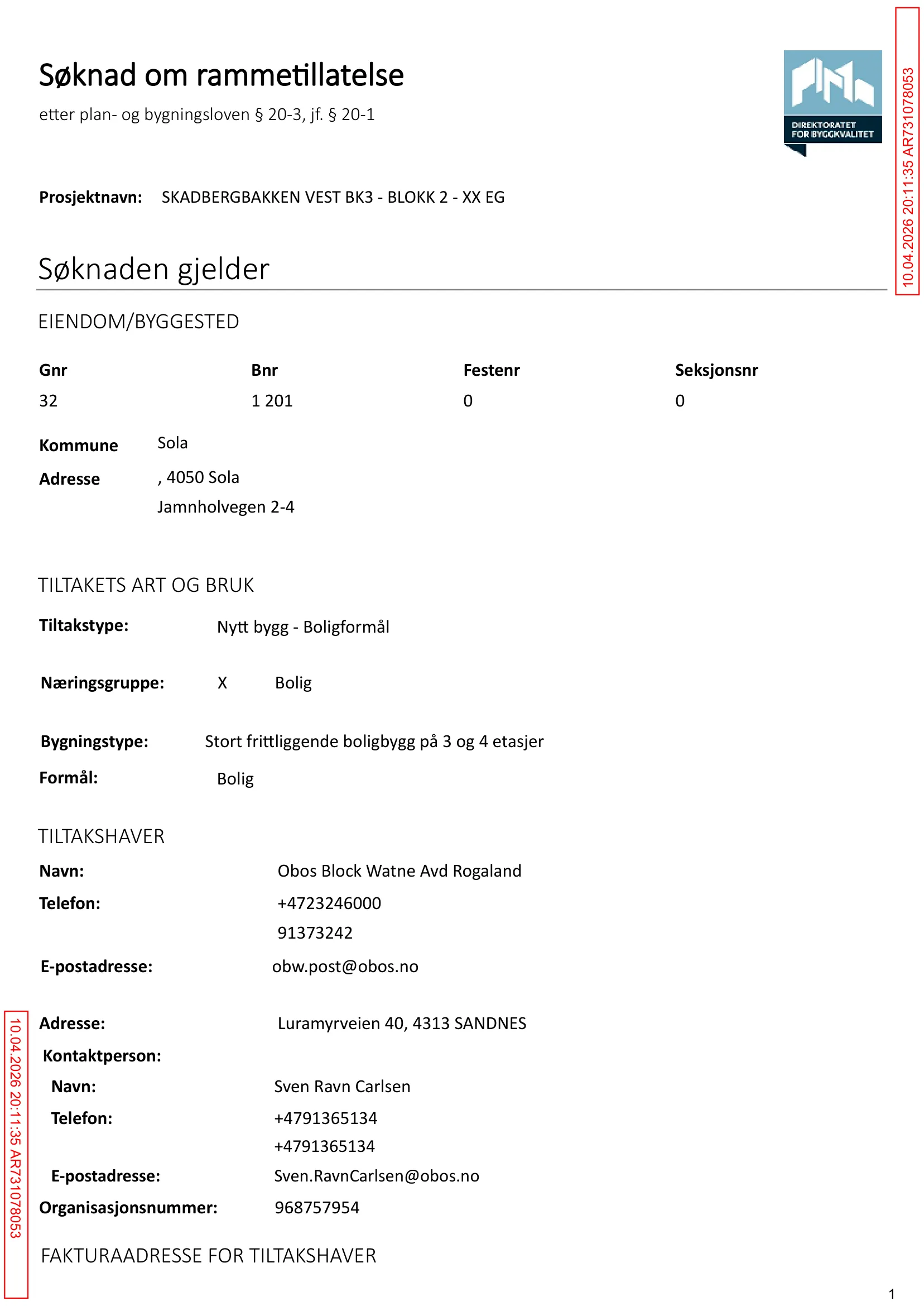 Søknad om rammetillatelse