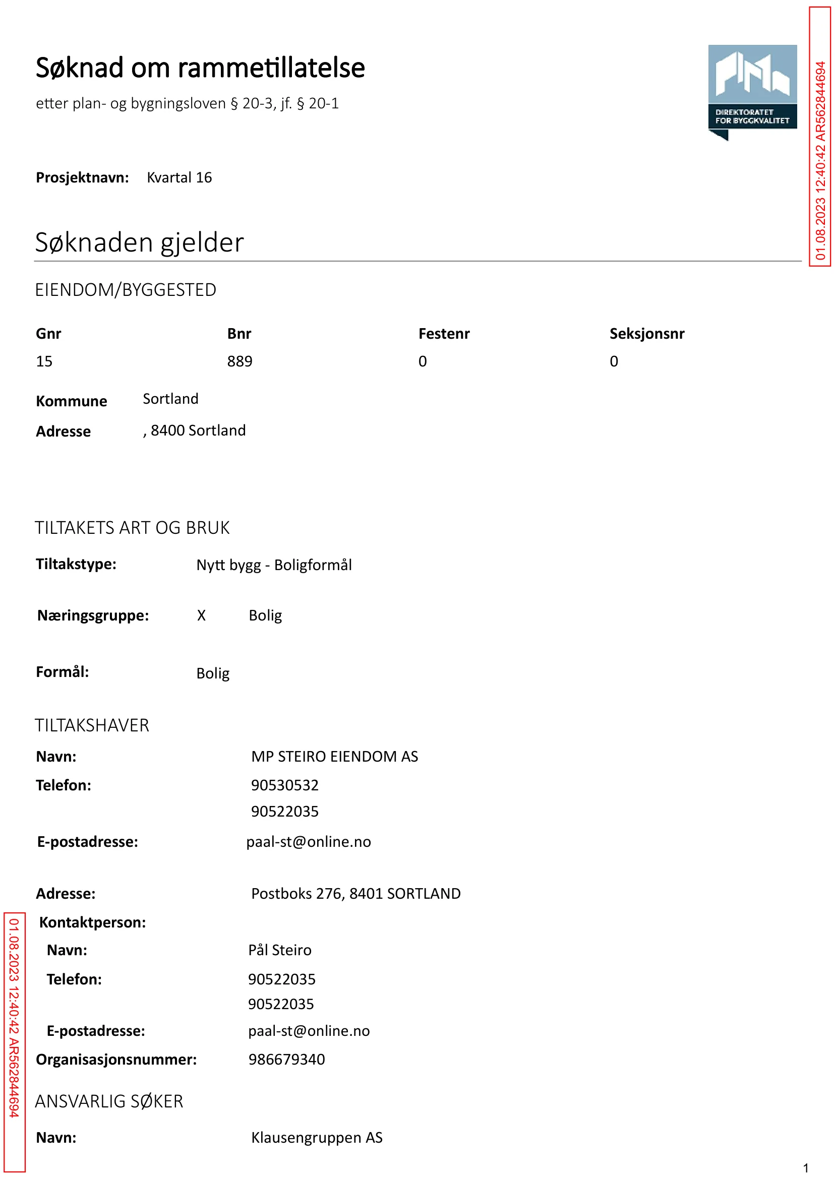 Søknad om rammetillatelse