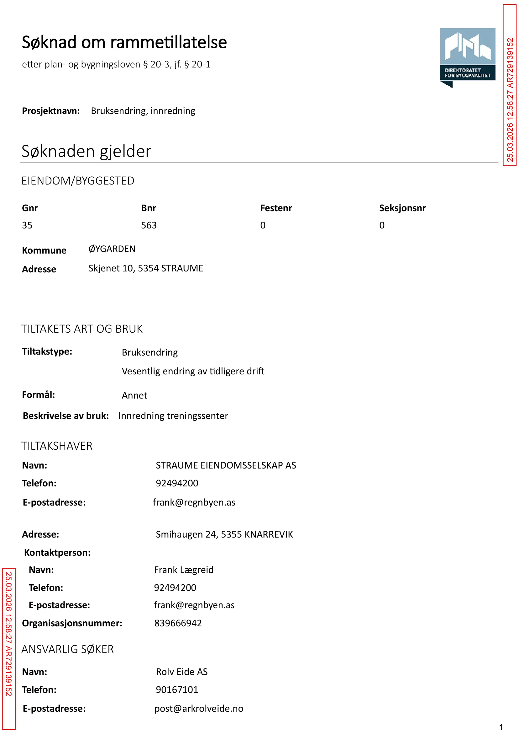 Søknad om rammetillatelse