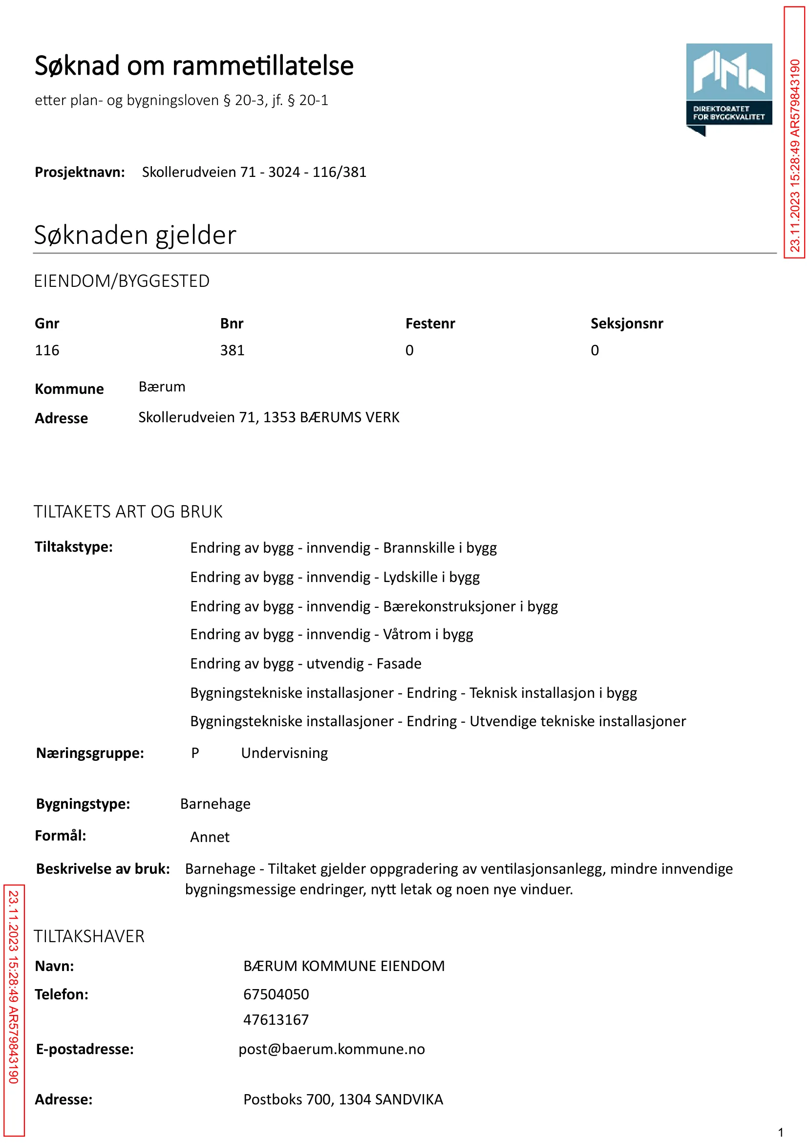 Søknad om rammetillatelse