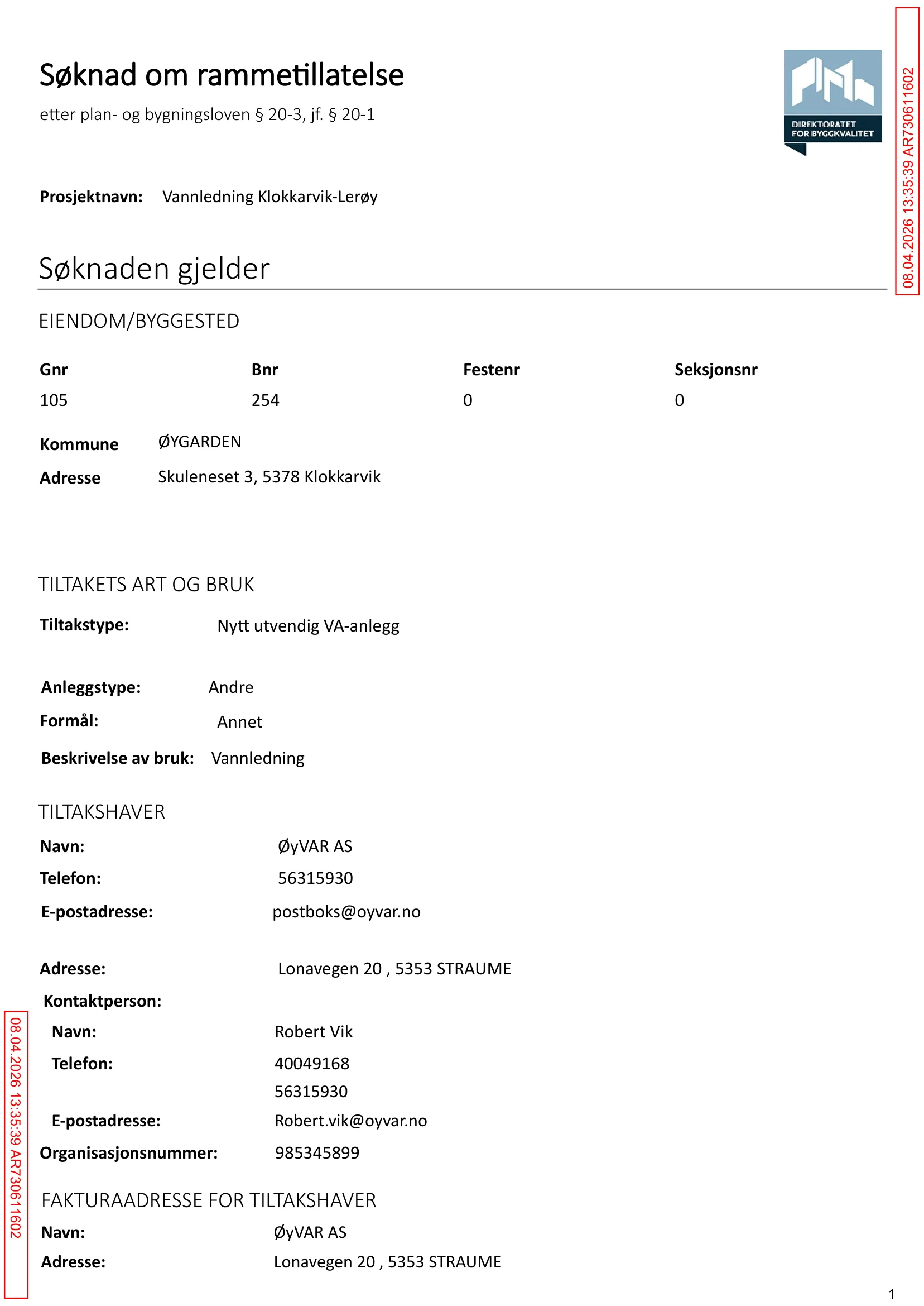 Søknad om rammetillatelse