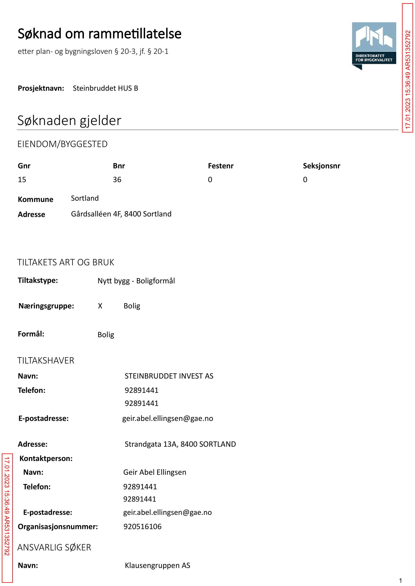 Søknad om rammetillatelse
