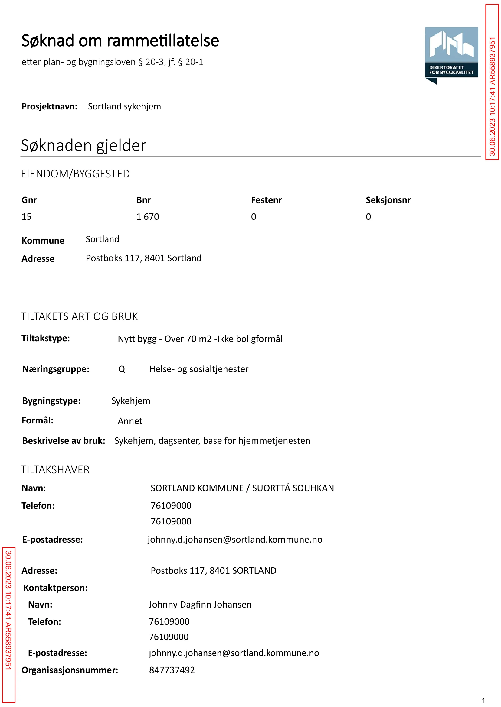 Søknad om rammetillatelse