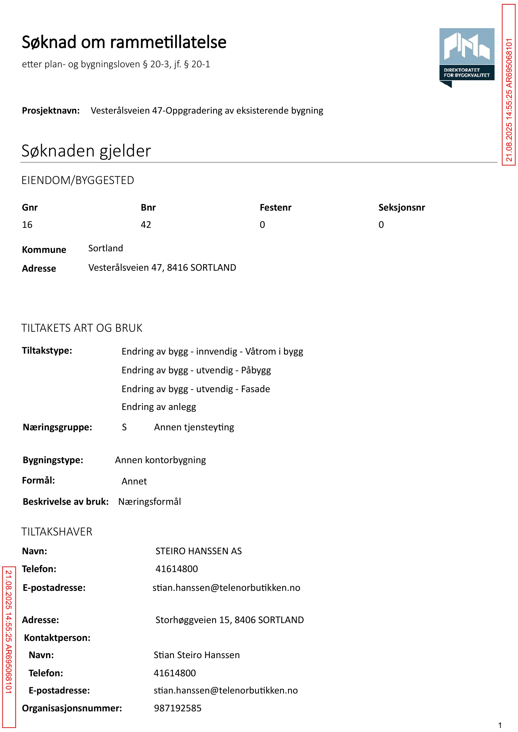 Søknad om rammetillatelse