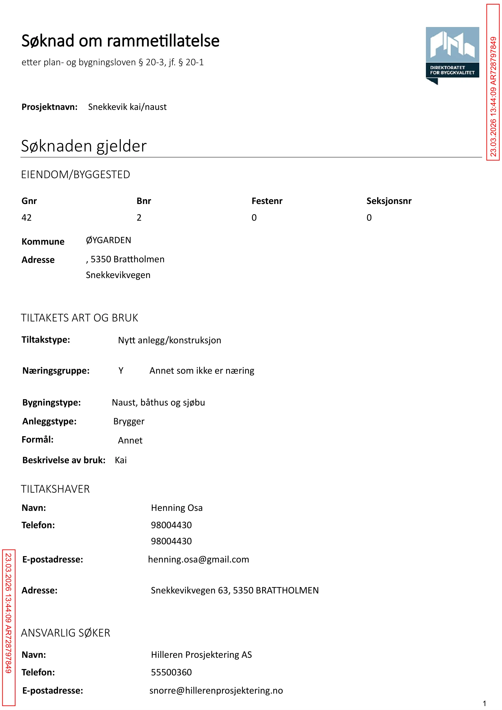 Søknad om rammetillatelse