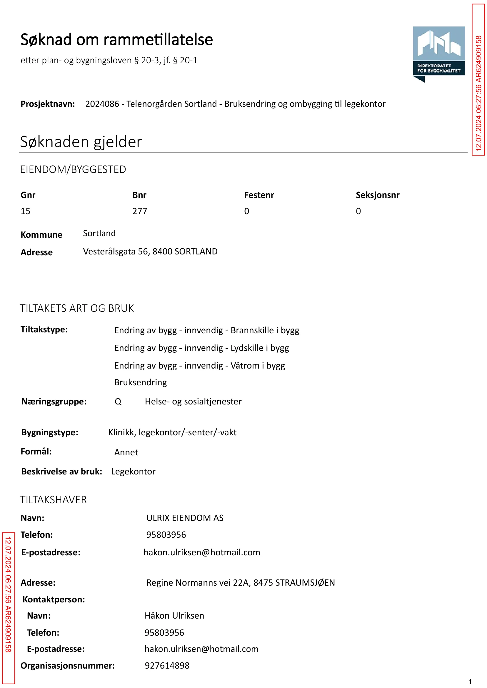 Søknad om rammetillatelse