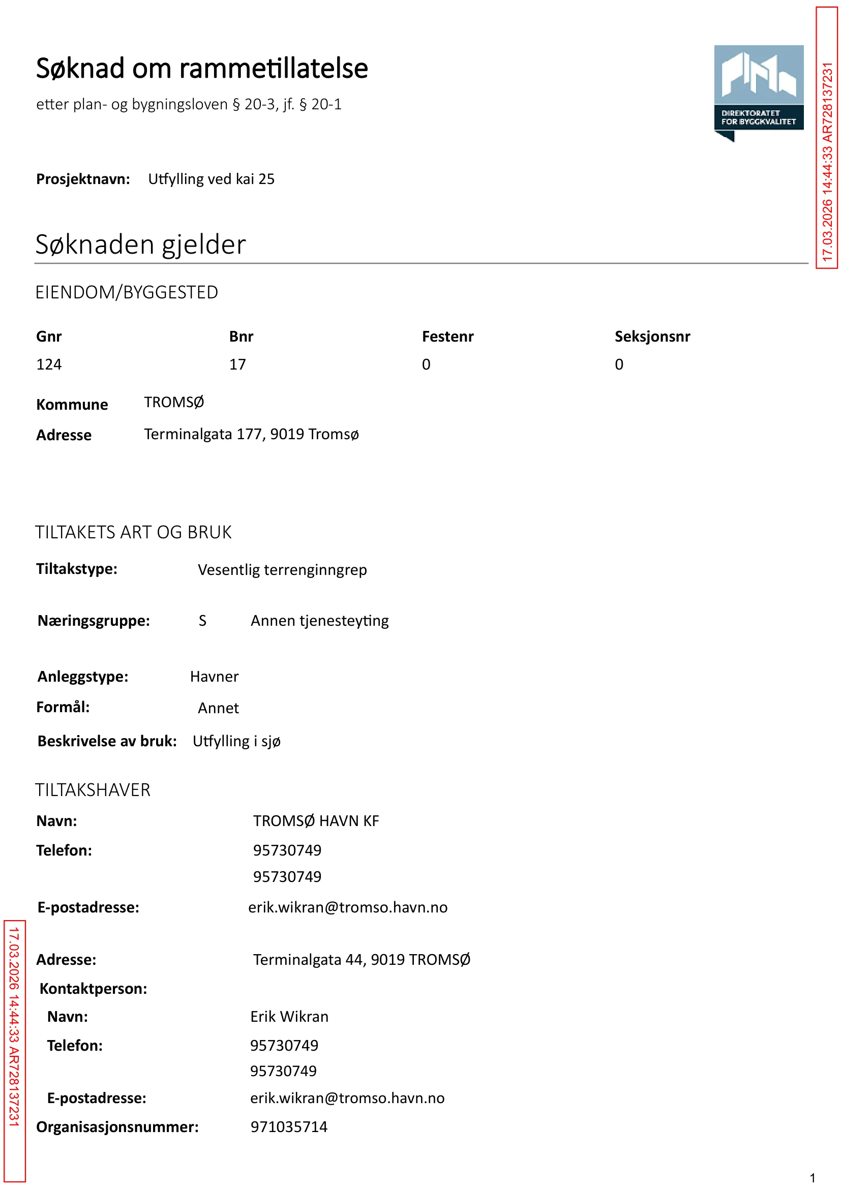 Søknad om rammetillatelse