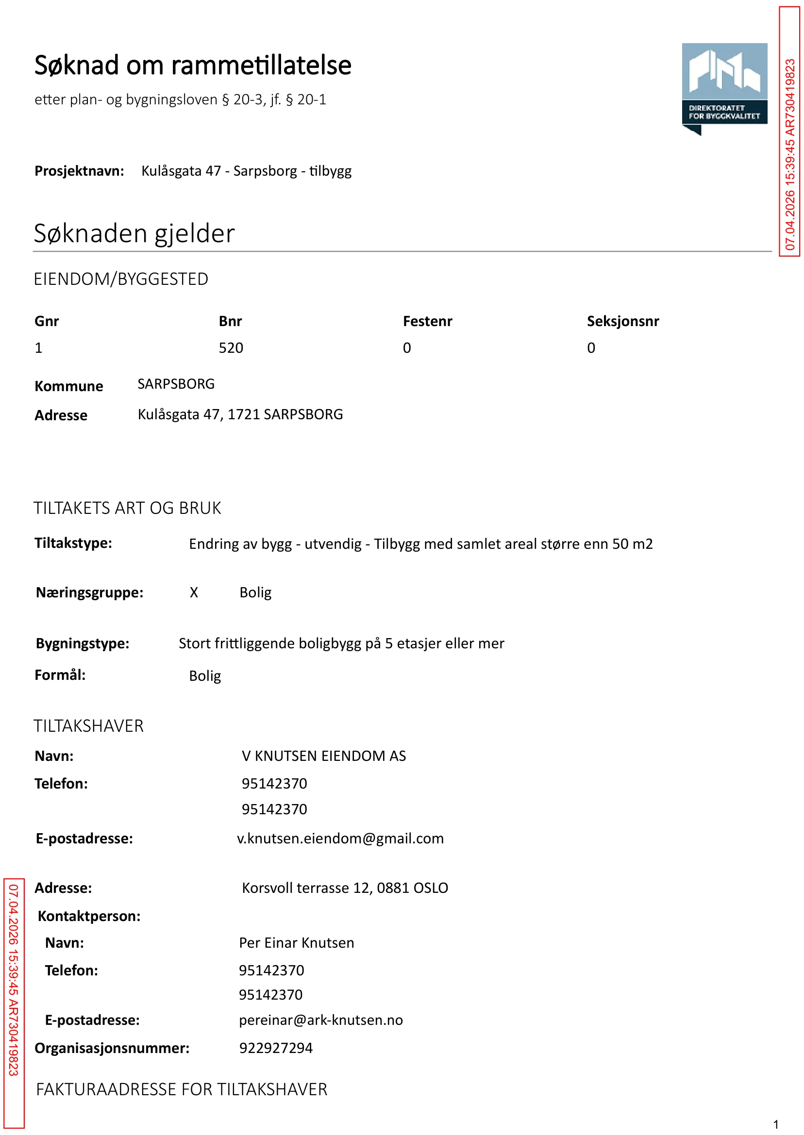 Søknad om rammetillatelse