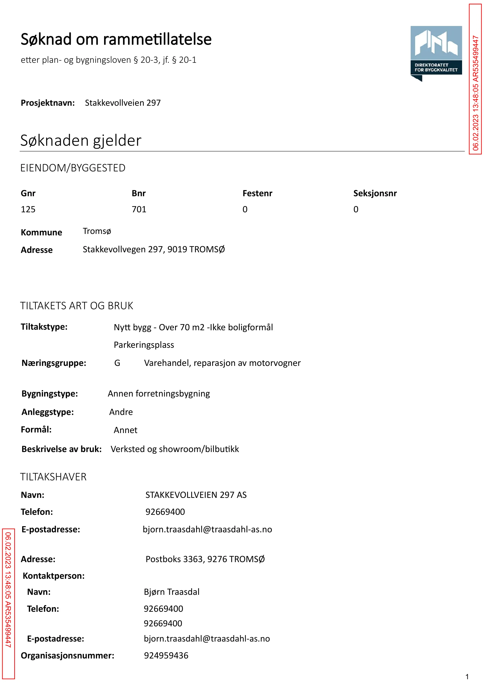 Søknad om rammetillatelse