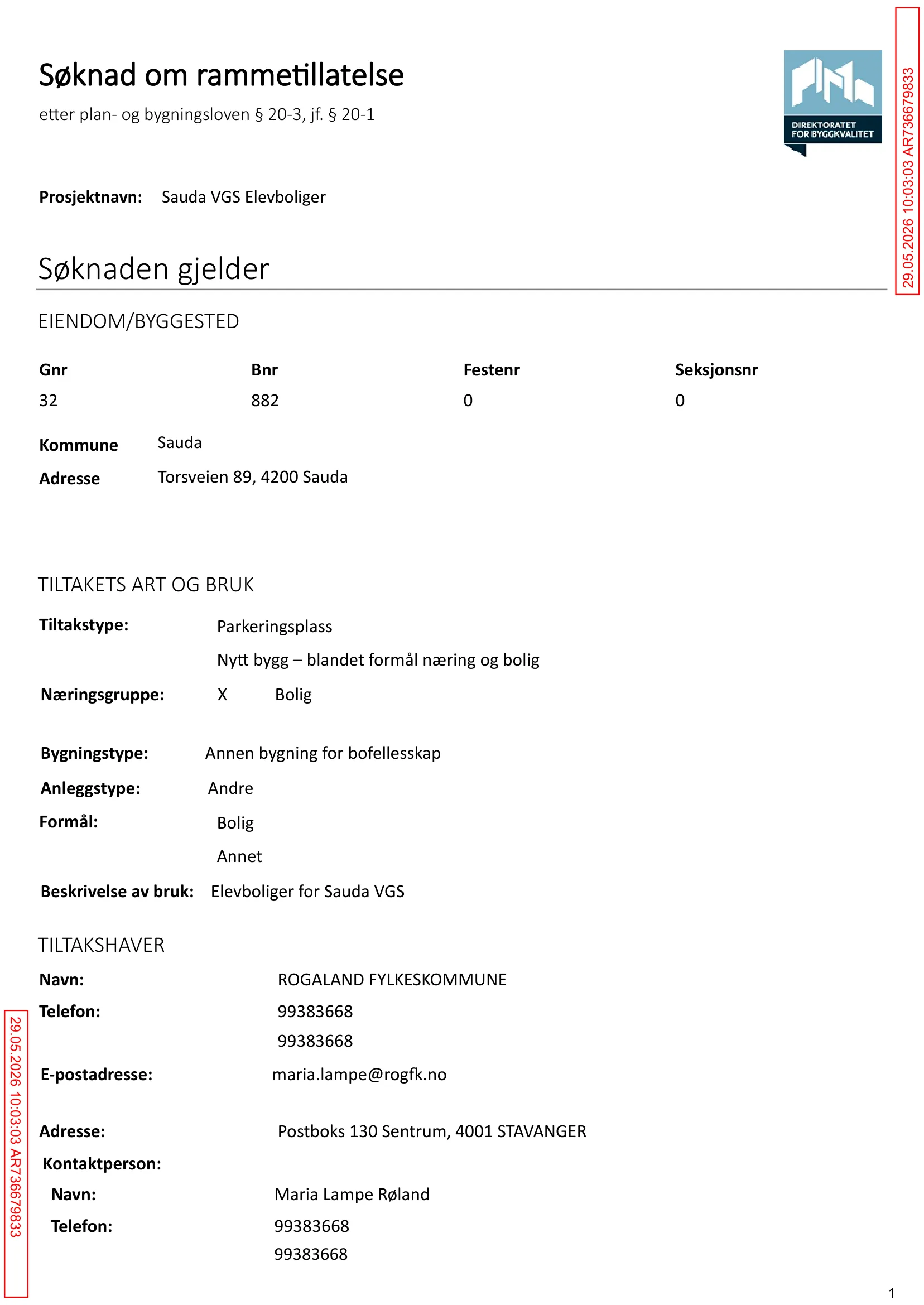 Søknad om rammetillatelse