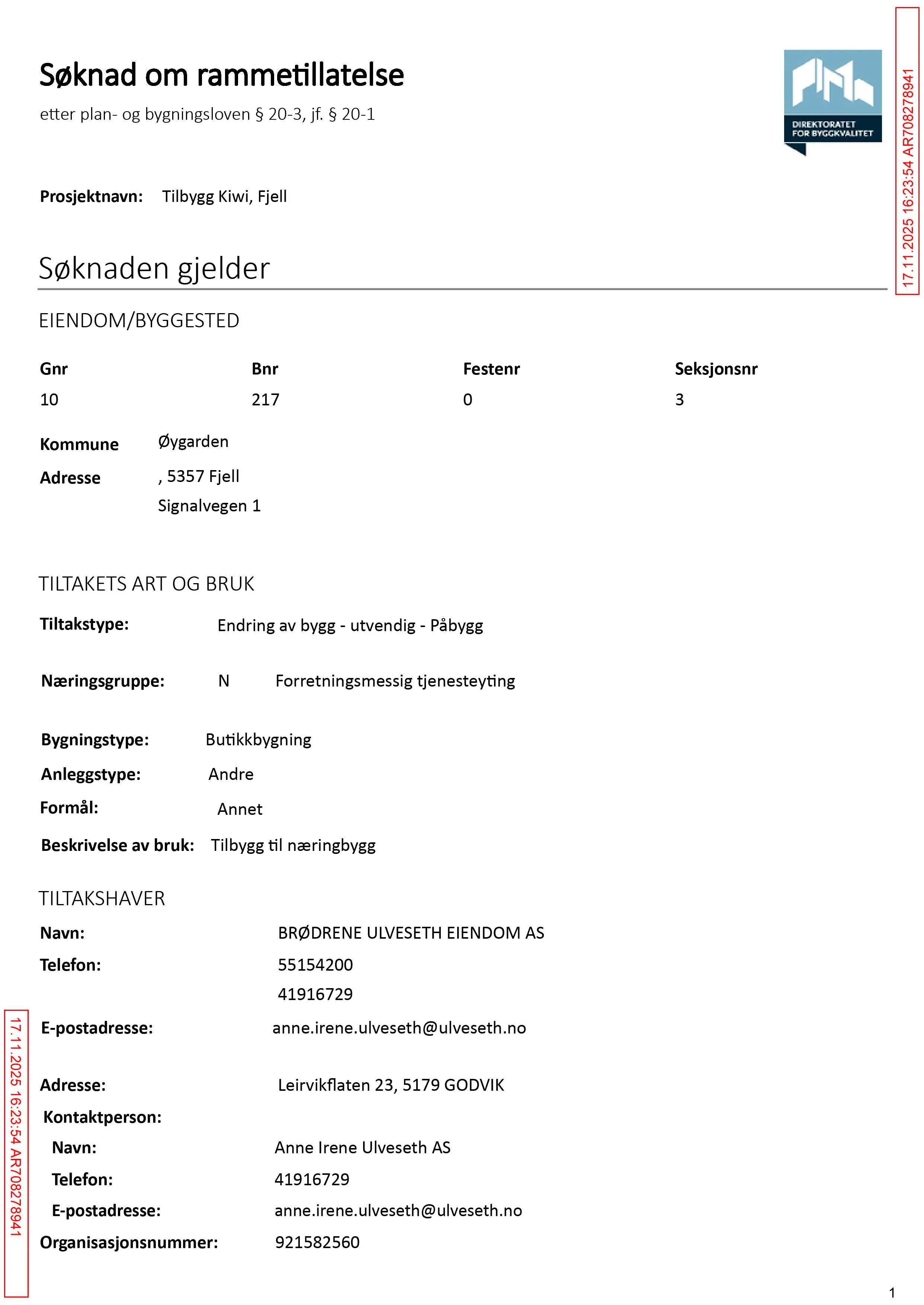 Søknad om rammetillatelse