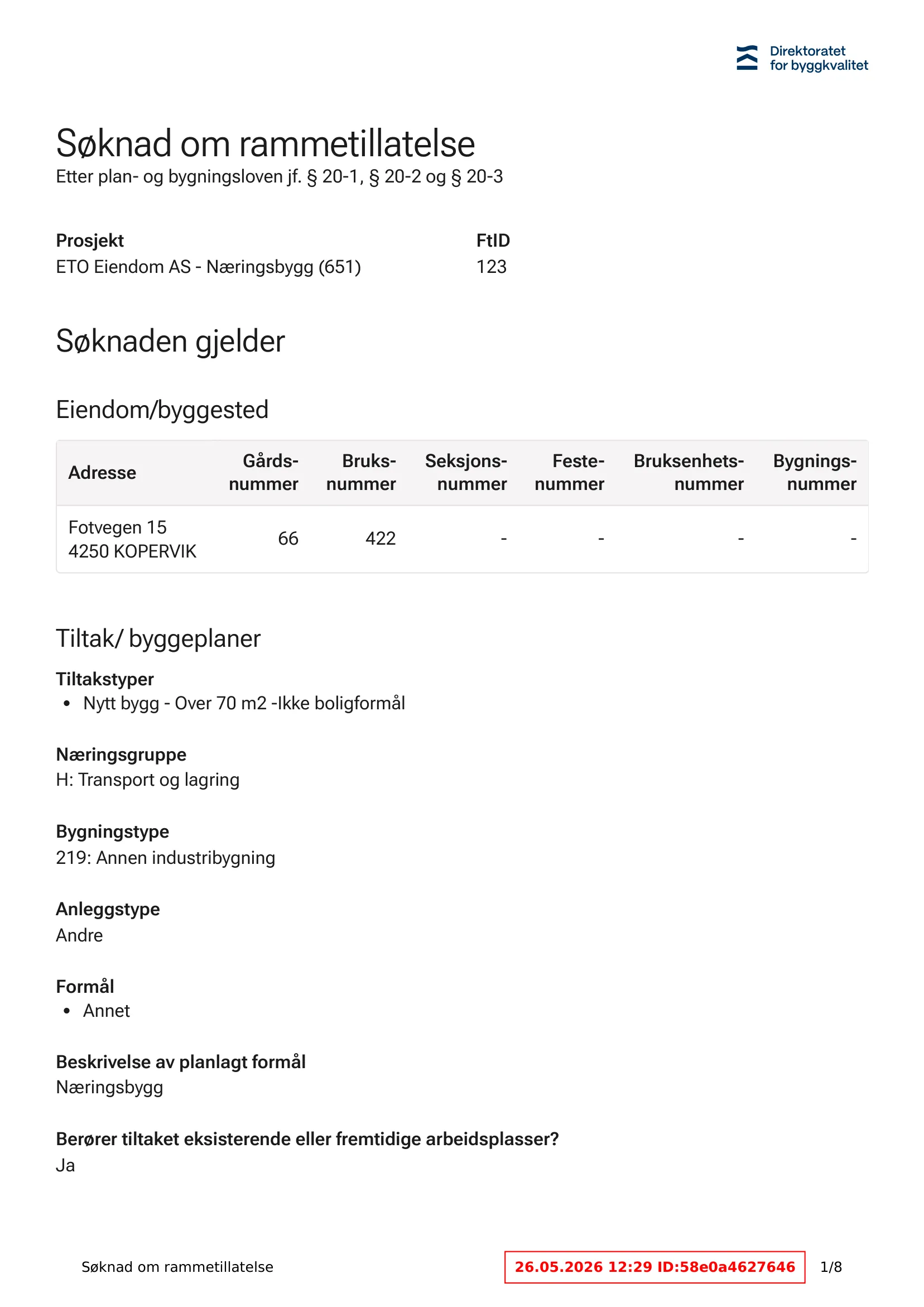 Søknad om rammetillatelse