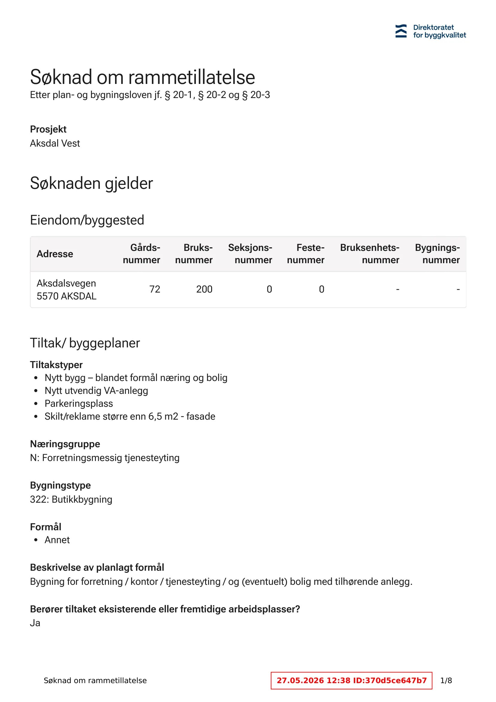 Søknad om rammetillatelse