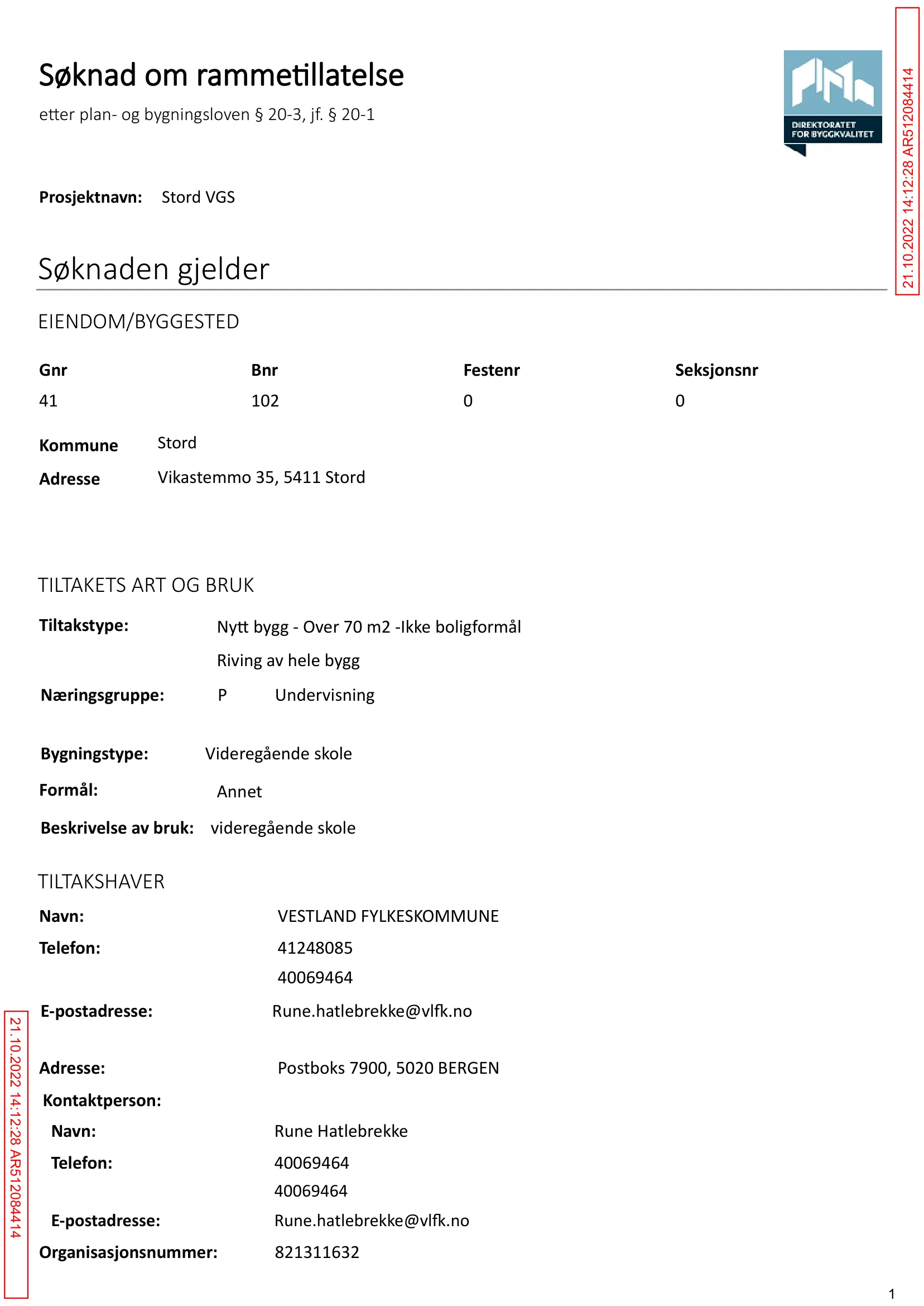 Søknad om rammetillatelse