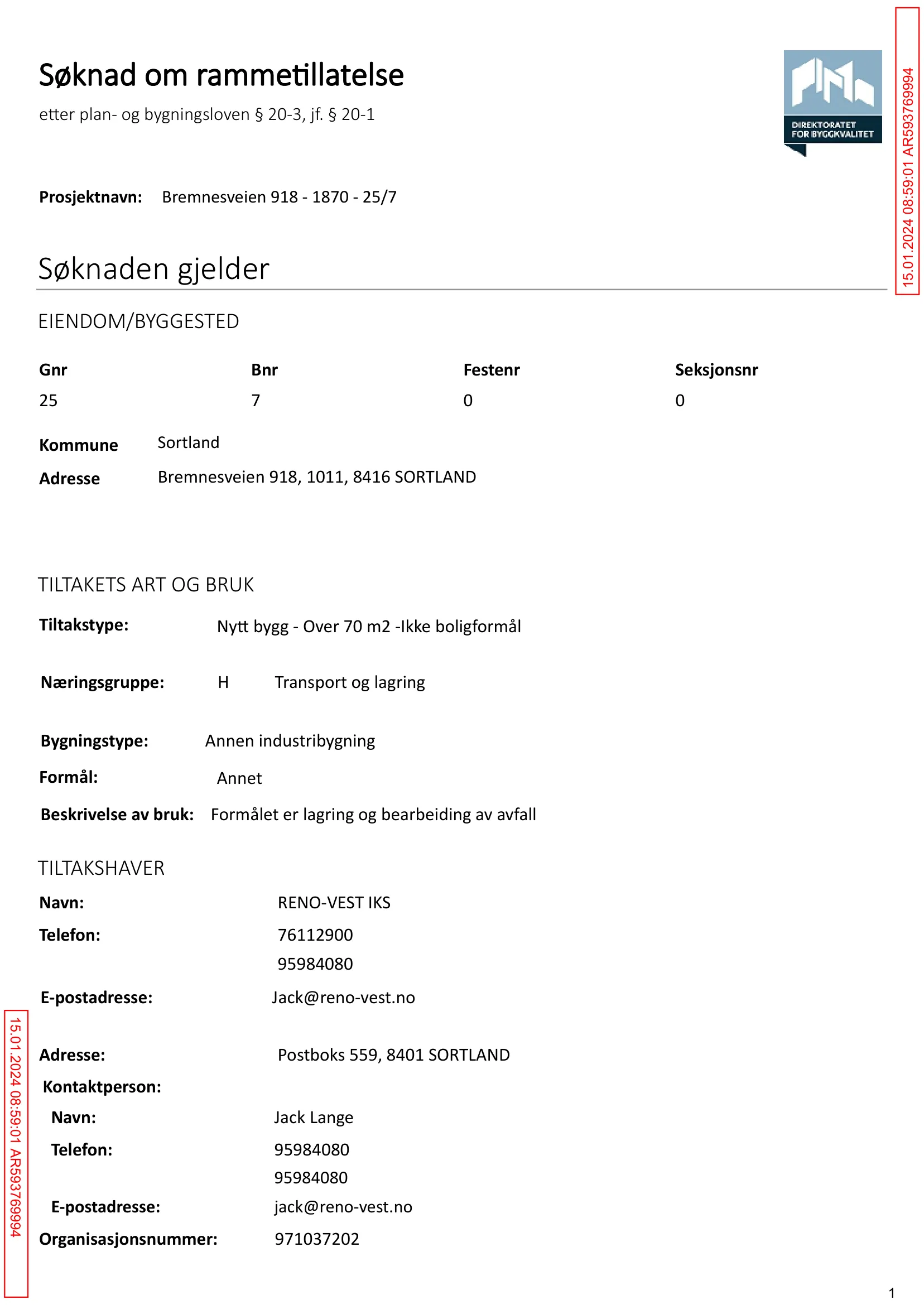 Søknad om rammetillatelse