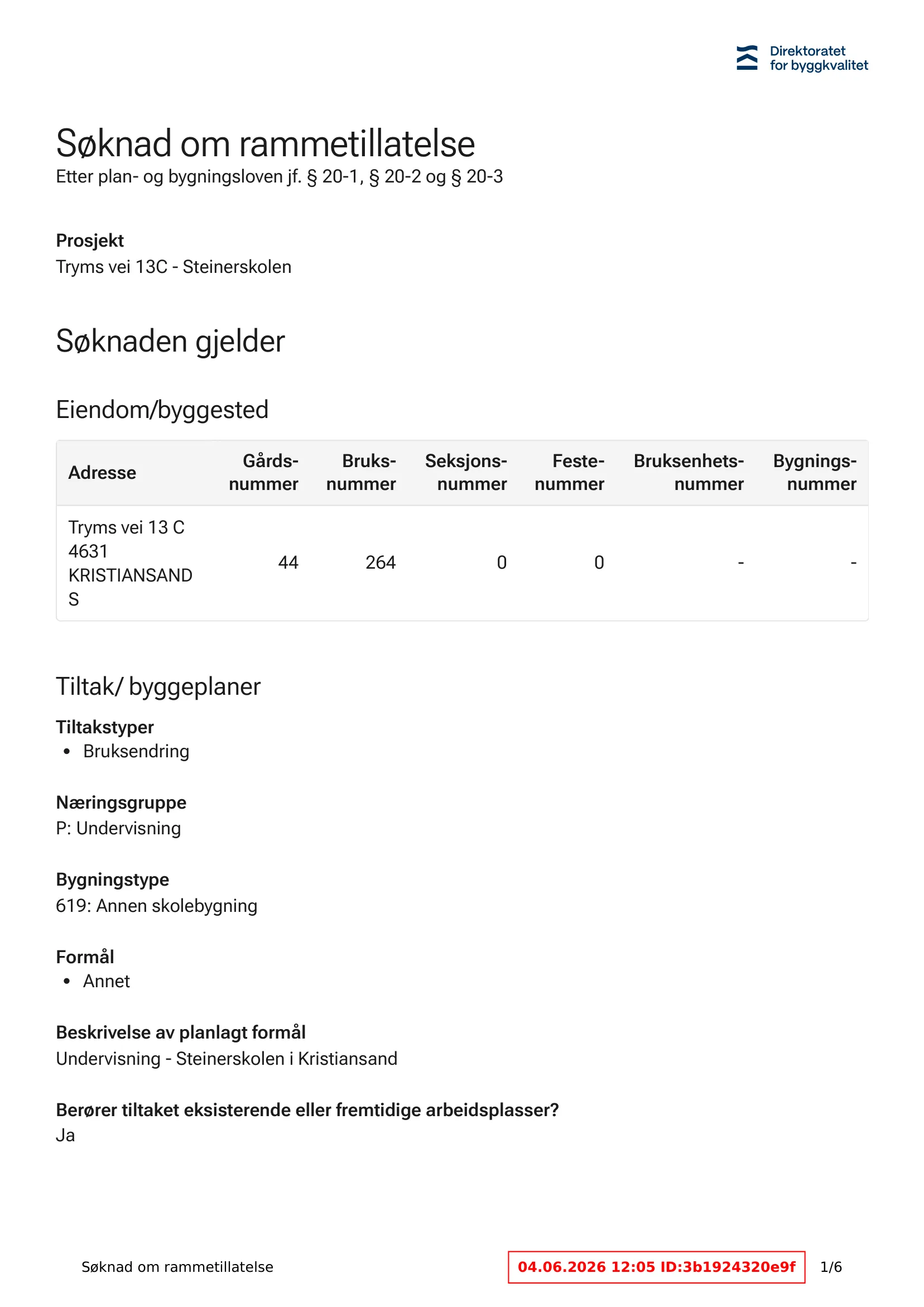 Søknad om rammetillatelse