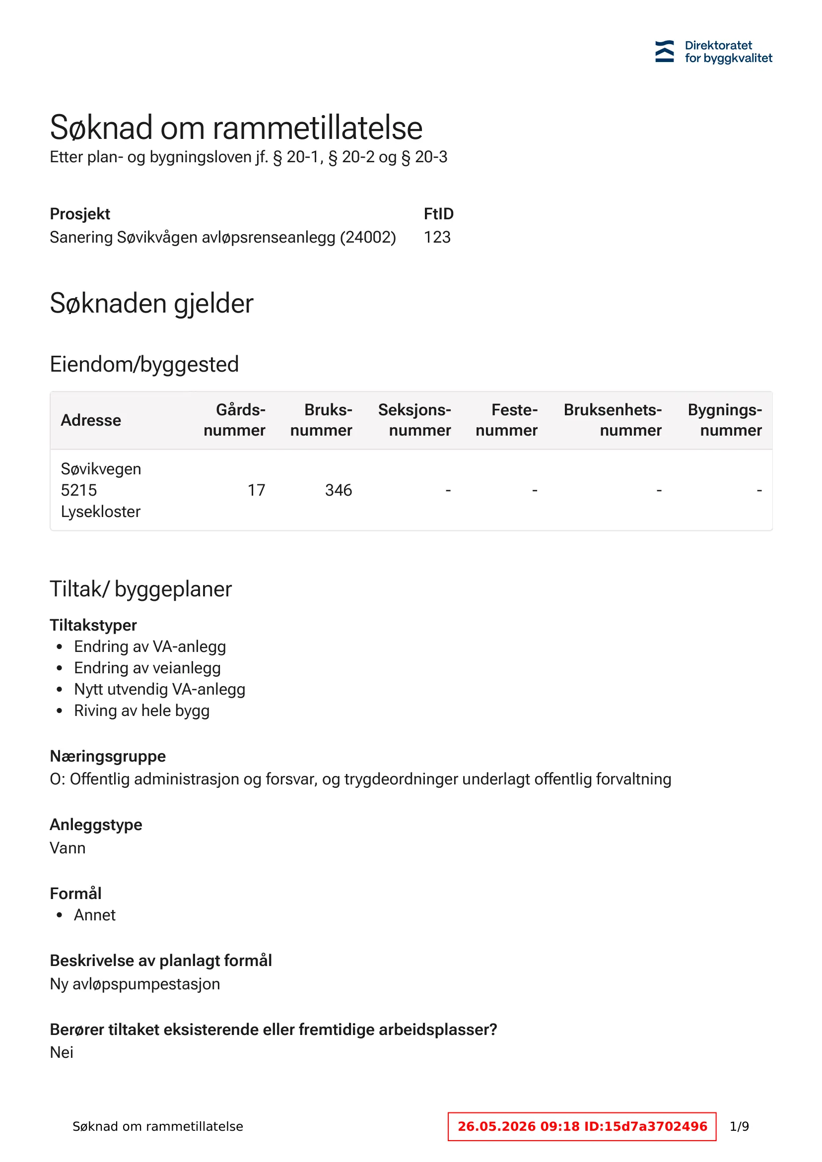 Søknad om rammetillatelse