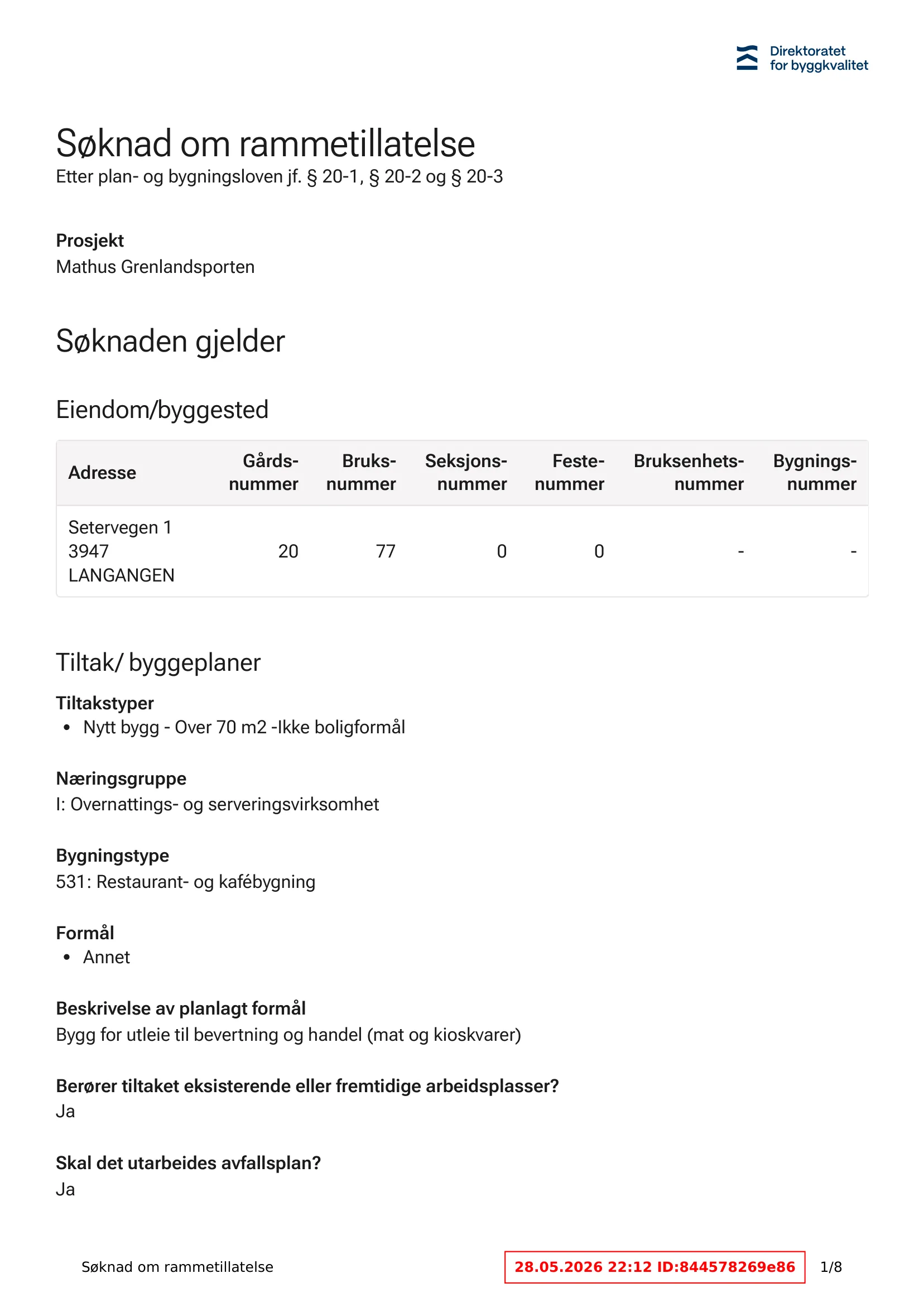 Søknad om rammetillatelse