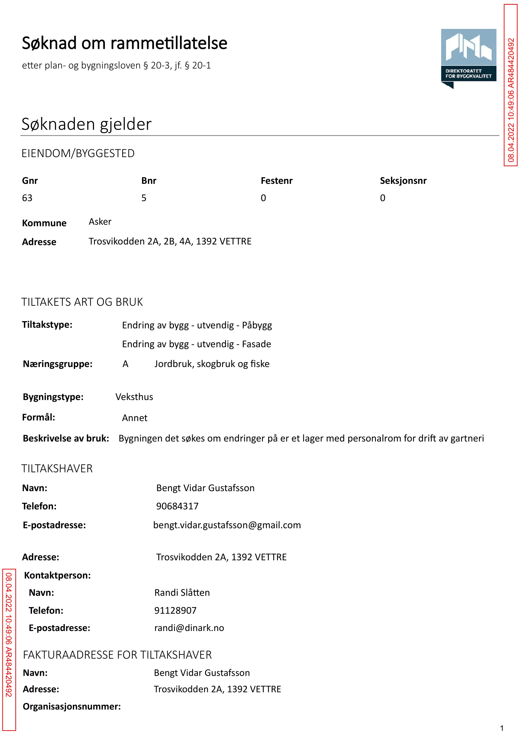 Søknad om rammetillatelse